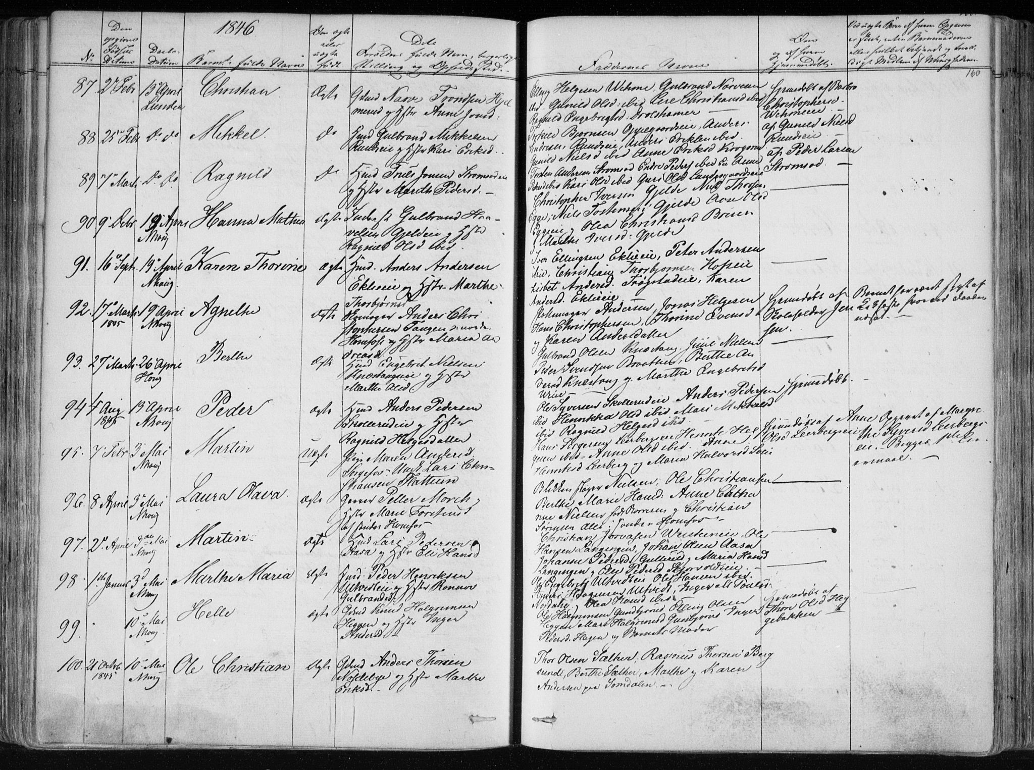 Norderhov kirkebøker, SAKO/A-237/F/Fa/L0010: Parish register (official) no. 10, 1837-1847, p. 160