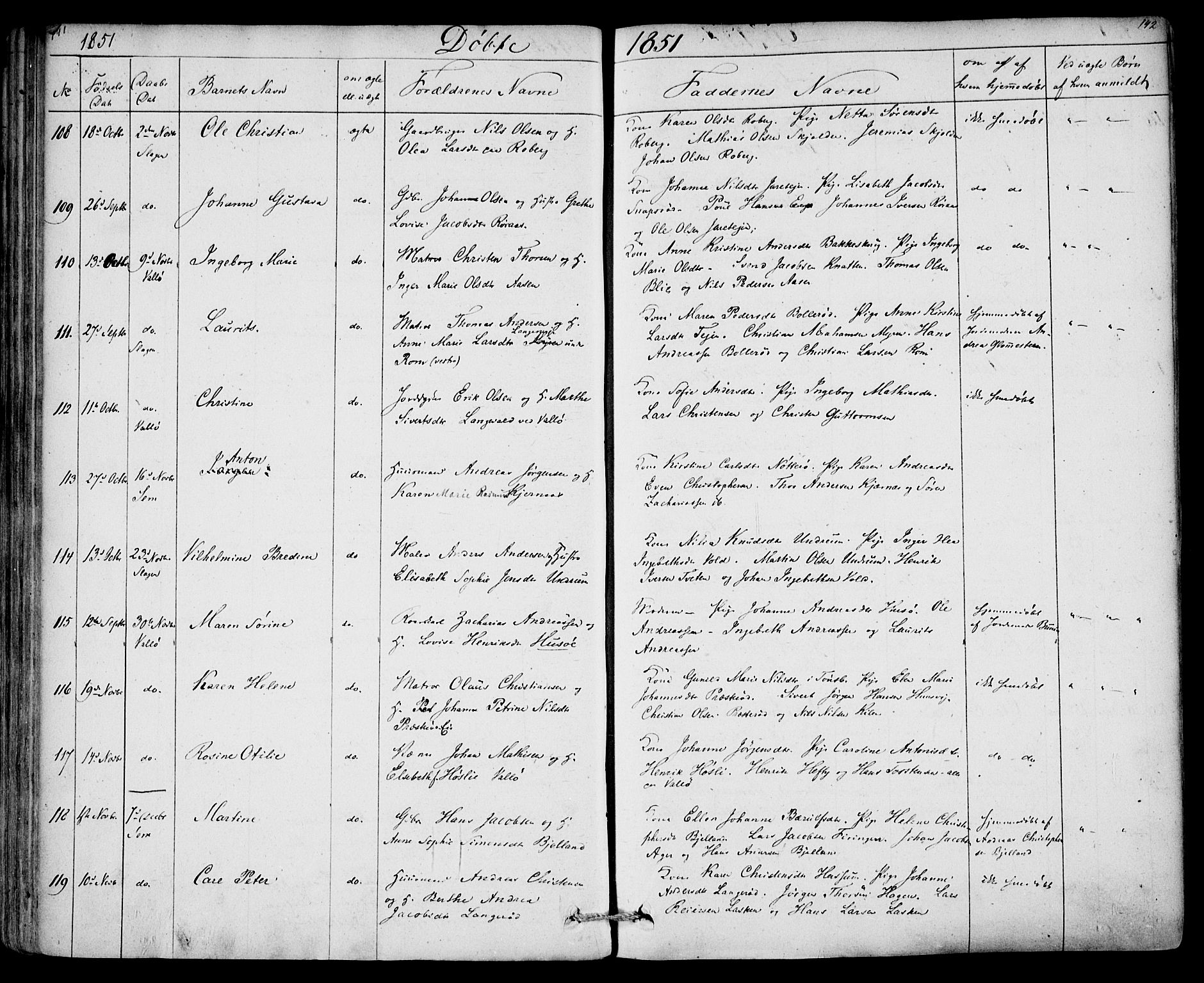 Sem kirkebøker, AV/SAKO-A-5/F/Fa/L0006: Parish register (official) no. I 6, 1843-1855, p. 141-142