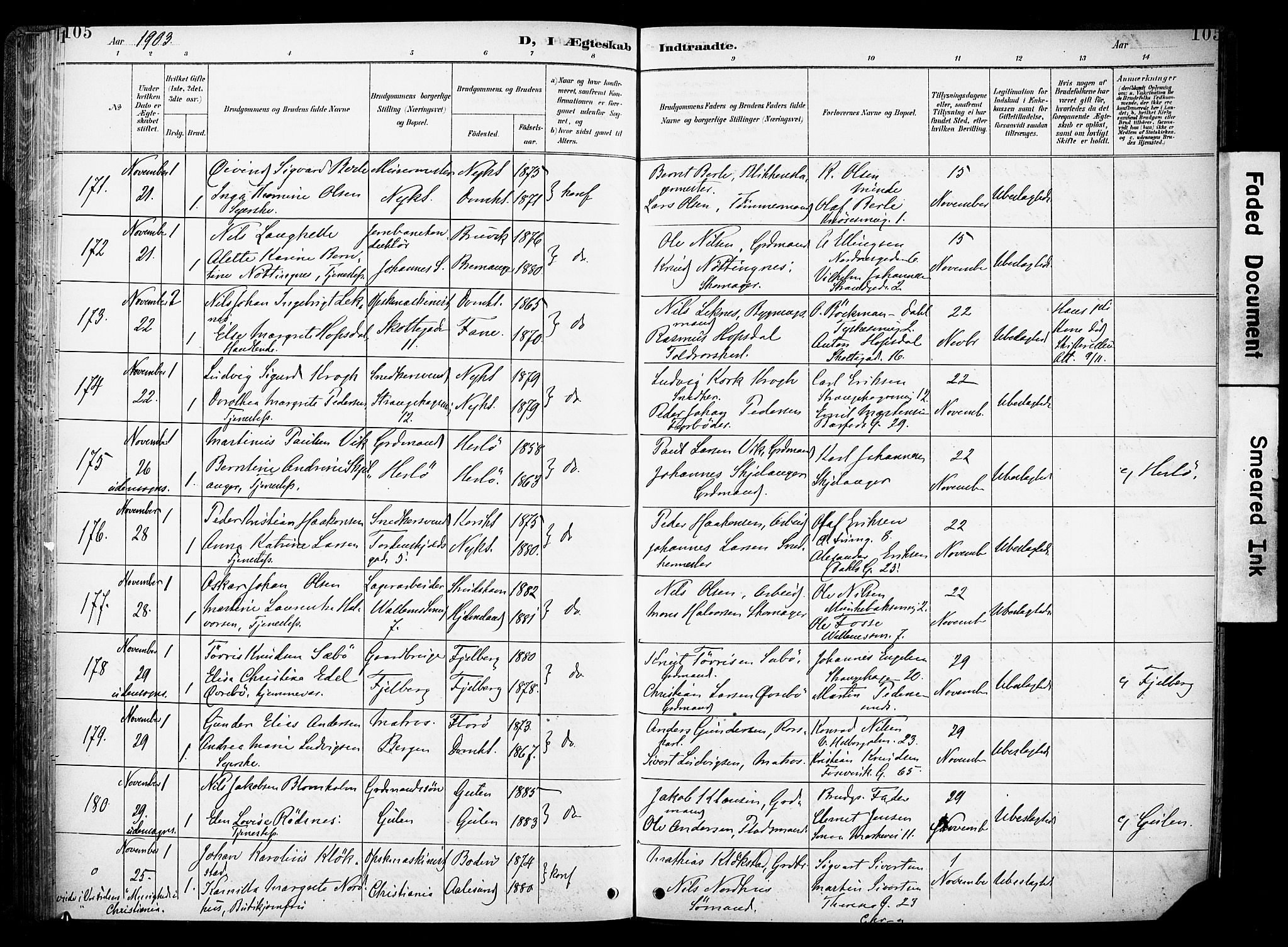 Nykirken Sokneprestembete, SAB/A-77101/H/Haa/L0034: Parish register (official) no. D 4, 1896-1905, p. 105
