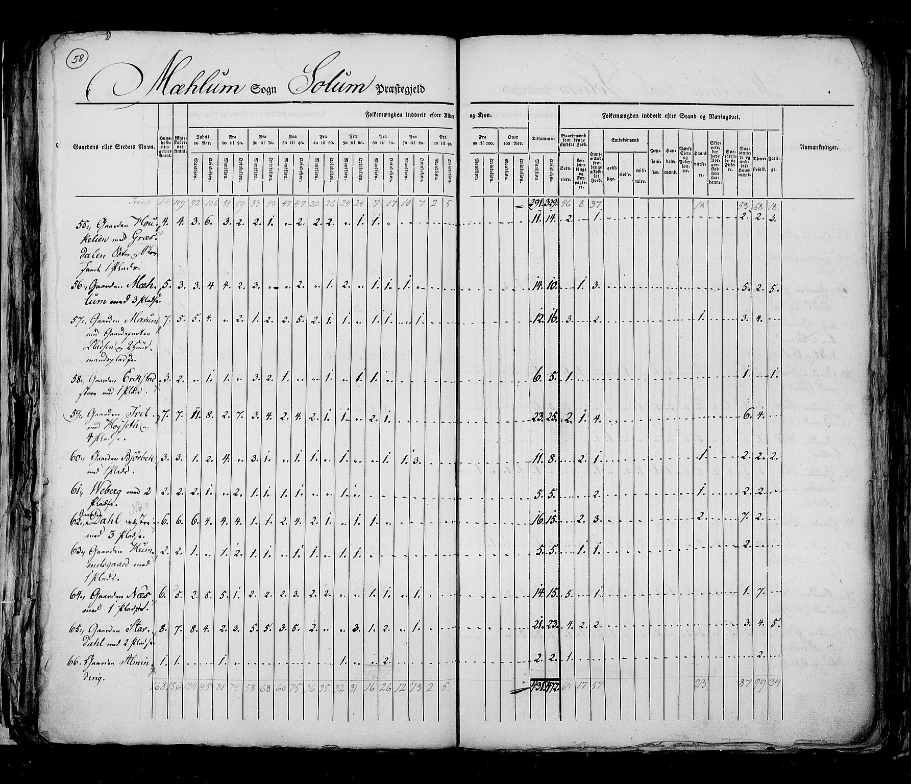 RA, Census 1825, vol. 9: Bratsberg amt, 1825, p. 58