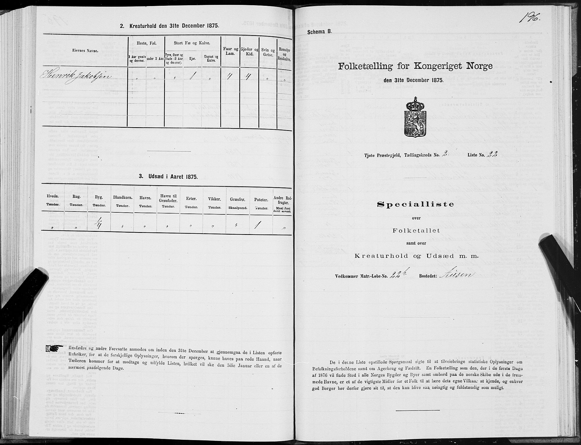 SAT, 1875 census for 1817P Tjøtta, 1875, p. 1196