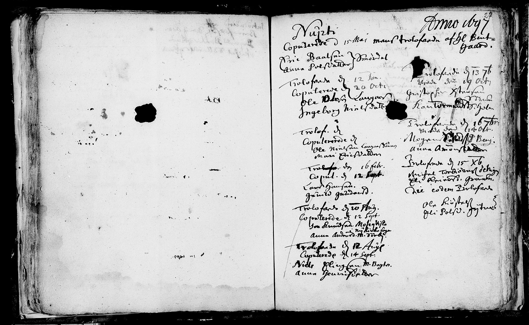 Våle kirkebøker, AV/SAKO-A-334/F/Fa/L0001: Parish register (official) no. I 1, 1693-1704, p. 27