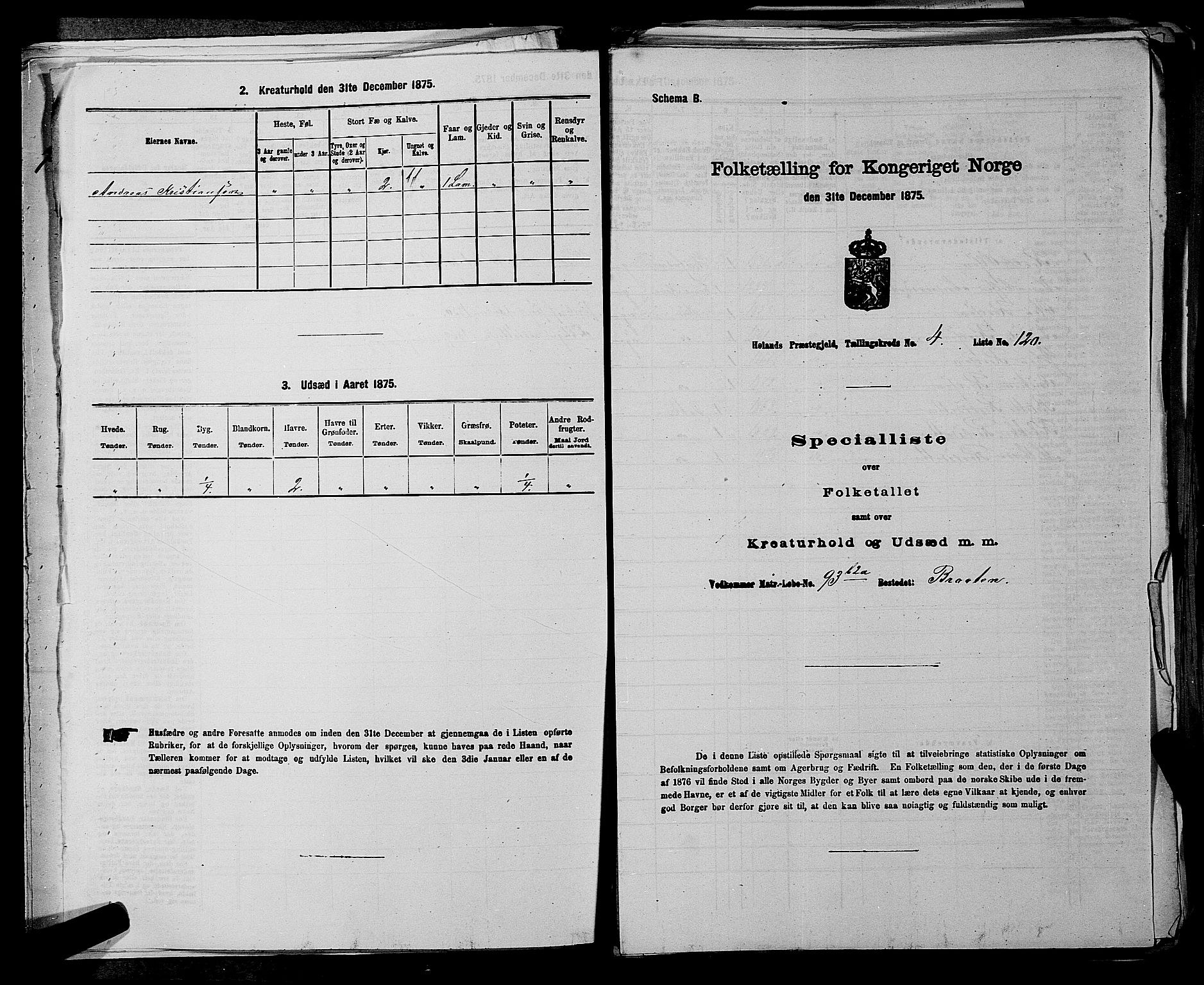 RA, 1875 census for 0221P Høland, 1875, p. 538