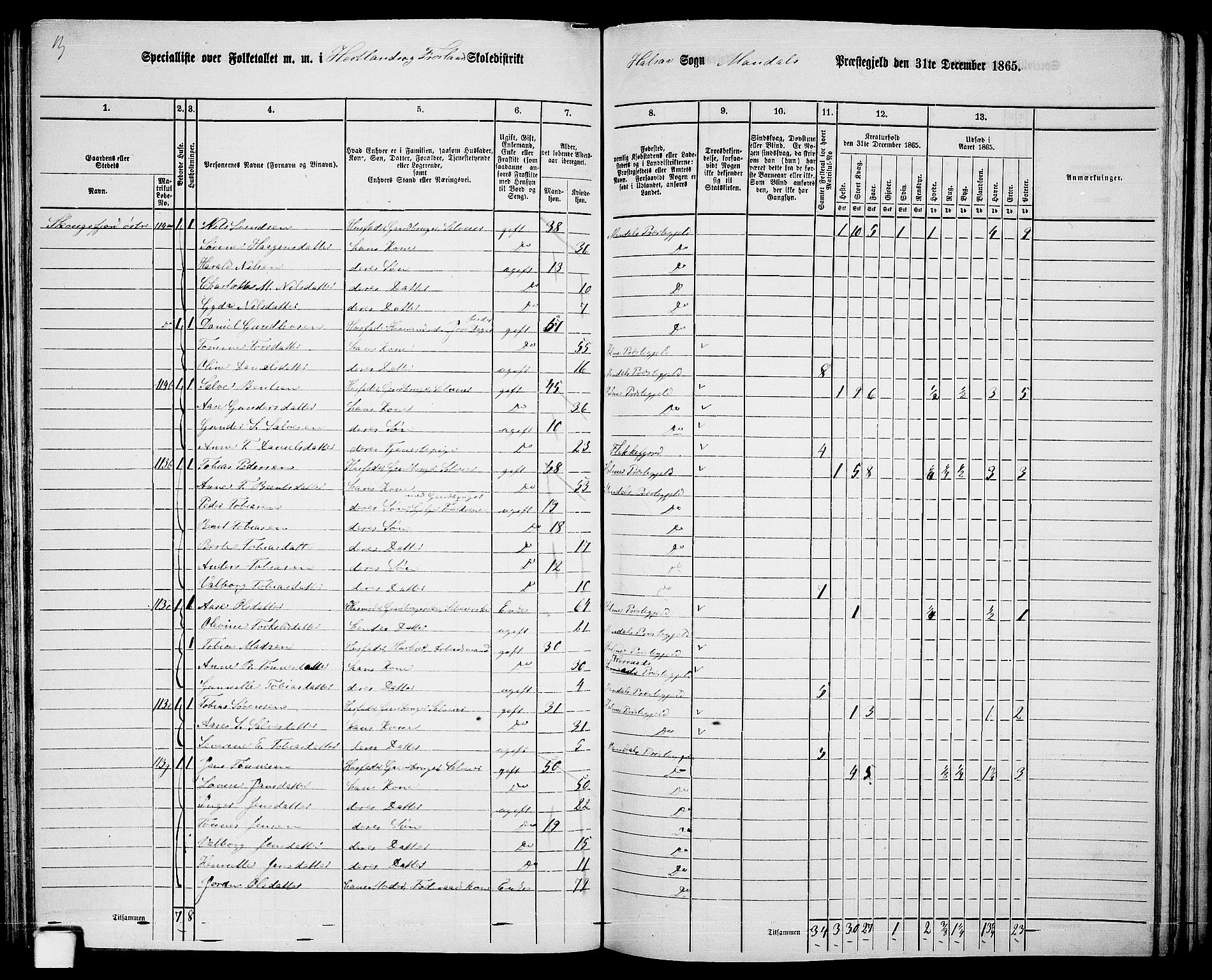 RA, 1865 census for Mandal/Halse og Harkmark, 1865, p. 78