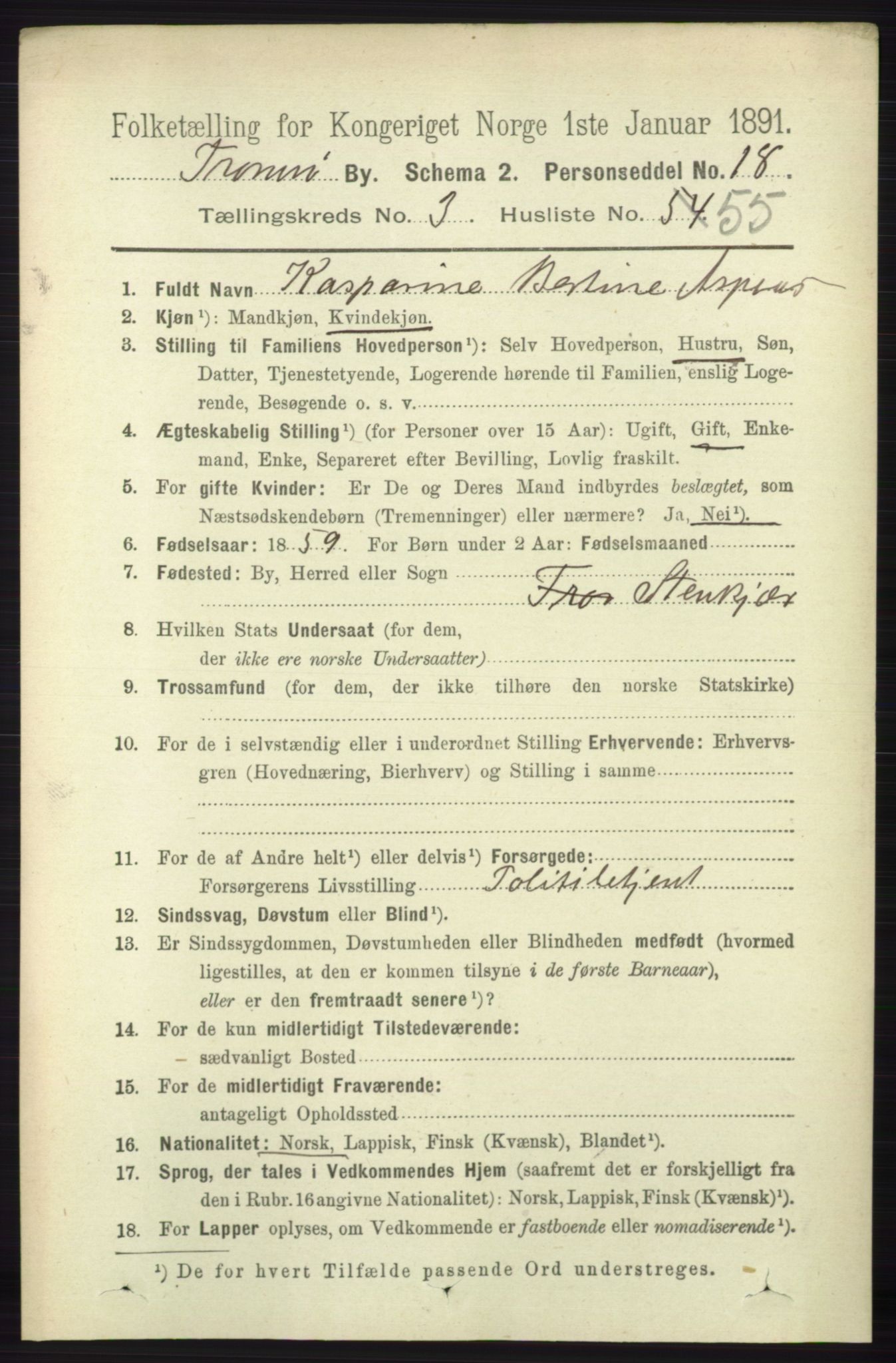 RA, 1891 census for 1902 Tromsø, 1891, p. 3774