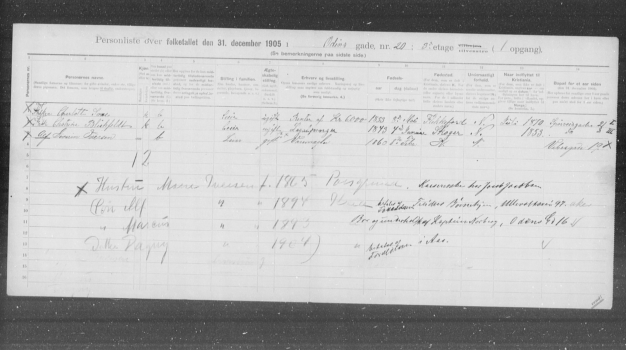 OBA, Municipal Census 1905 for Kristiania, 1905, p. 39472