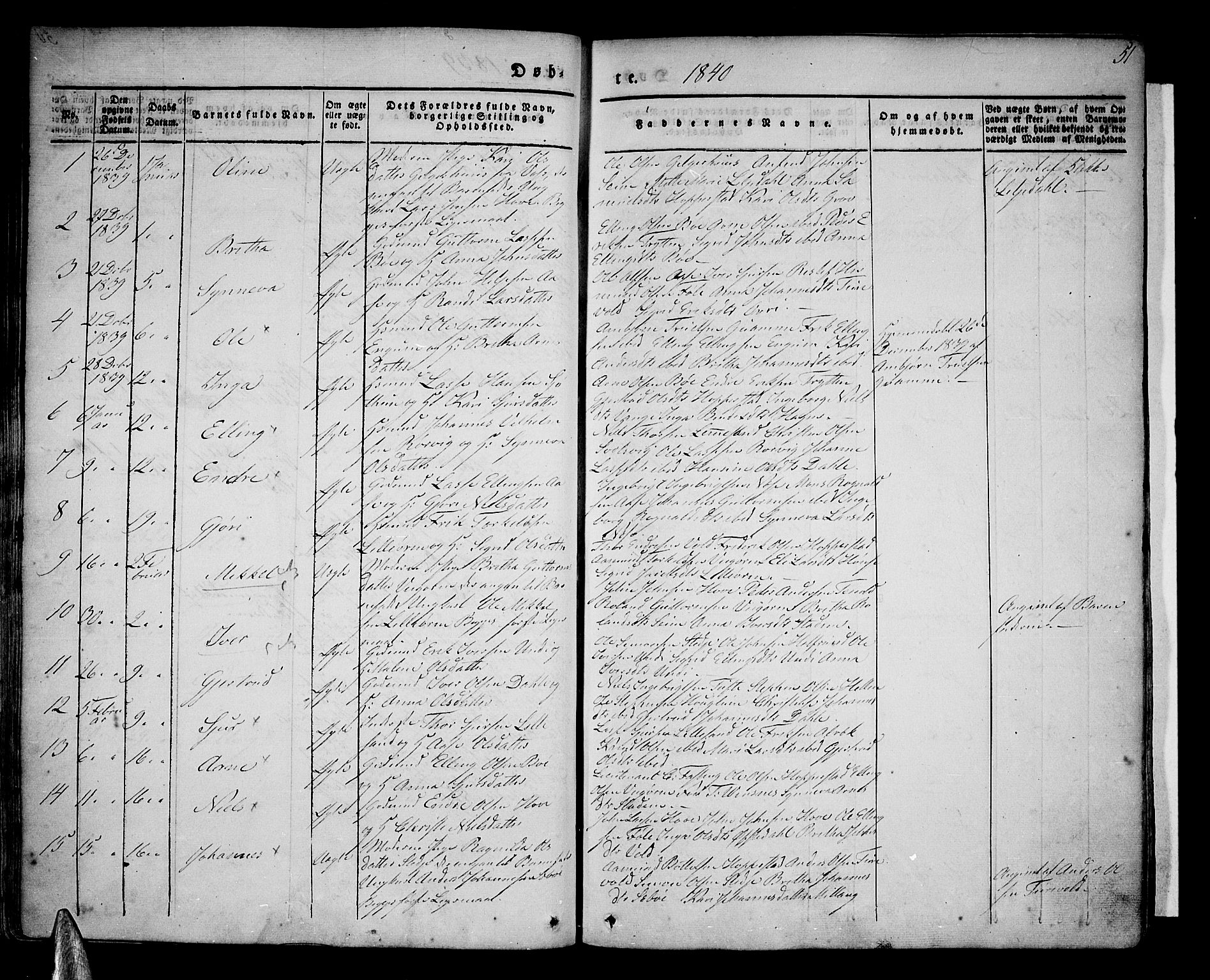 Vik sokneprestembete, AV/SAB-A-81501/H/Haa/Haaa/L0007: Parish register (official) no. A 7, 1831-1845, p. 51