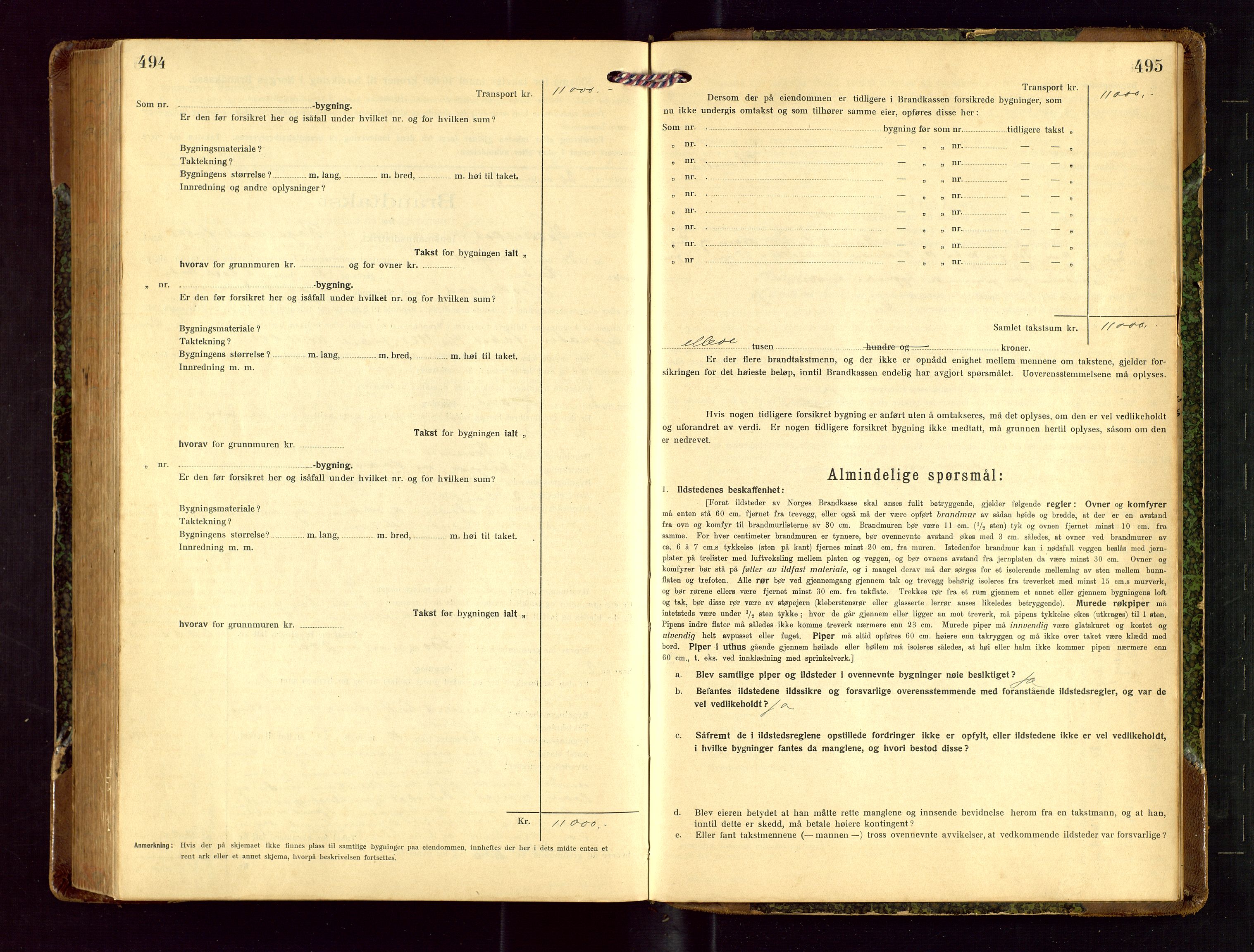 Heskestad lensmannskontor, SAST/A-100304/Gob/L0003: "Brandtakstprotokoll", 1922-1934, p. 494-495