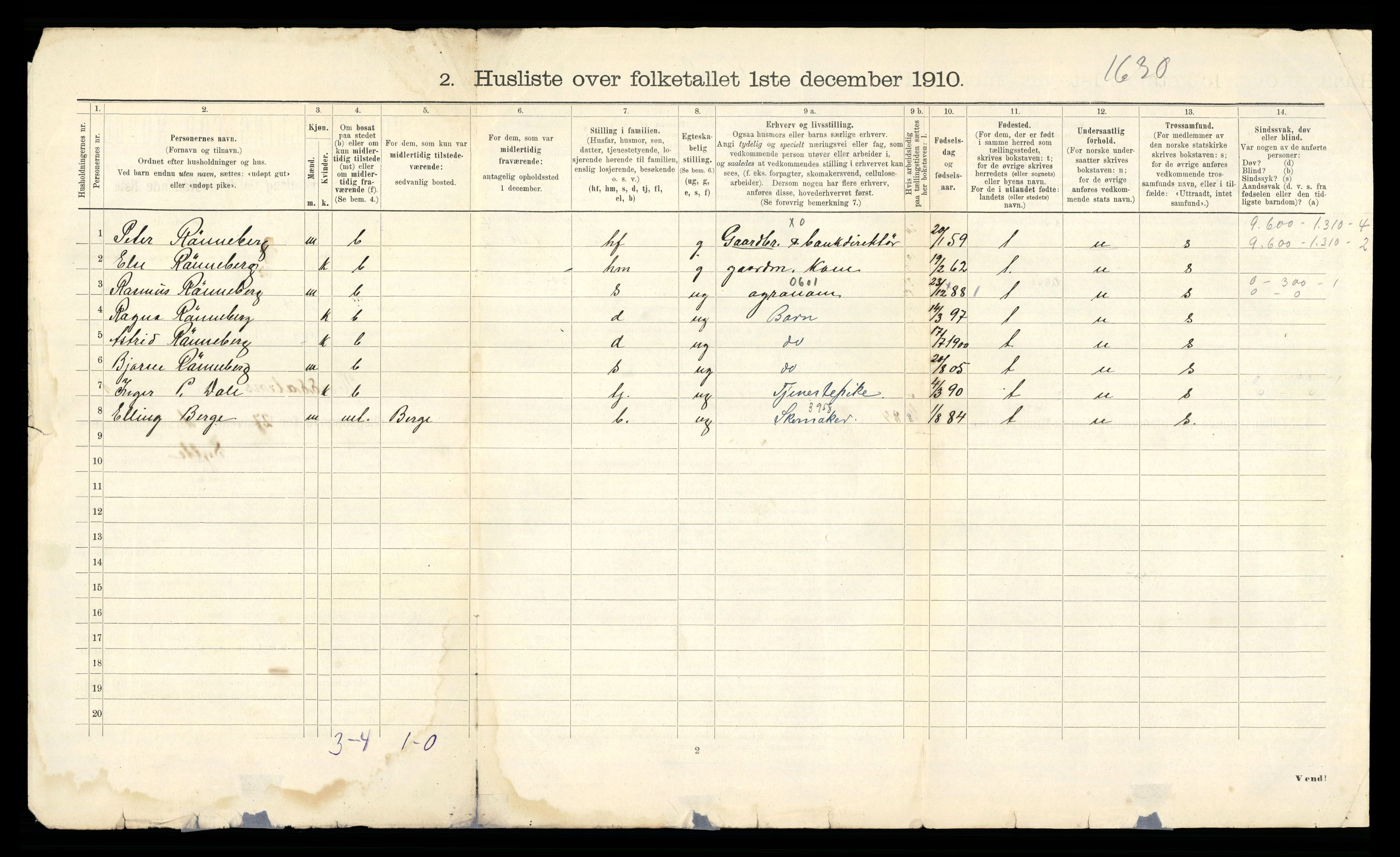 RA, 1910 census for Norddal, 1910, p. 38