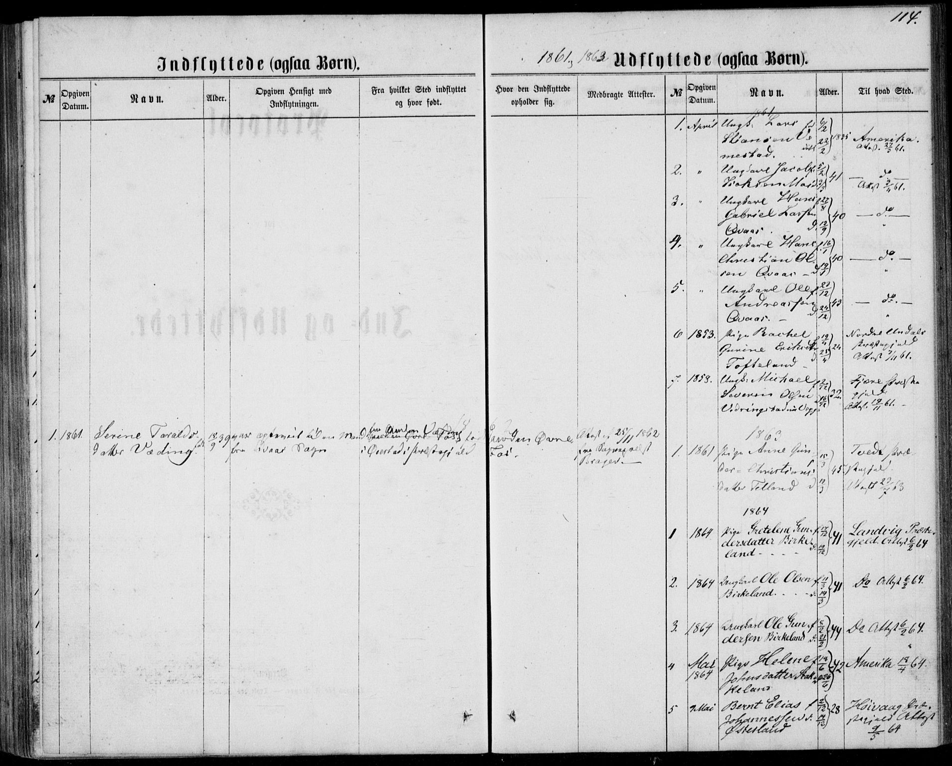 Lyngdal sokneprestkontor, AV/SAK-1111-0029/F/Fa/Fab/L0002: Parish register (official) no. A 2, 1861-1878, p. 114