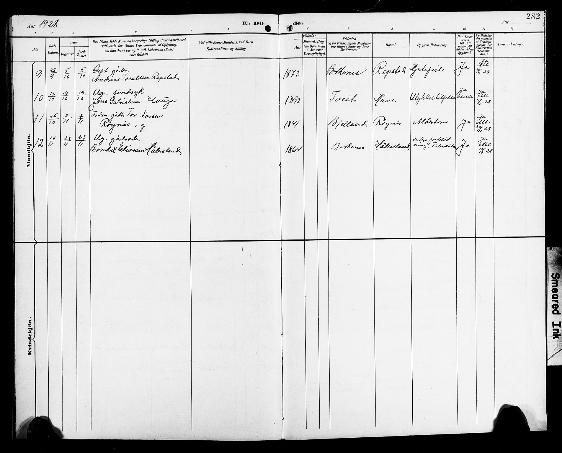 Birkenes sokneprestkontor, SAK/1111-0004/F/Fb/L0004: Parish register (copy) no. B 4, 1893-1930, p. 283