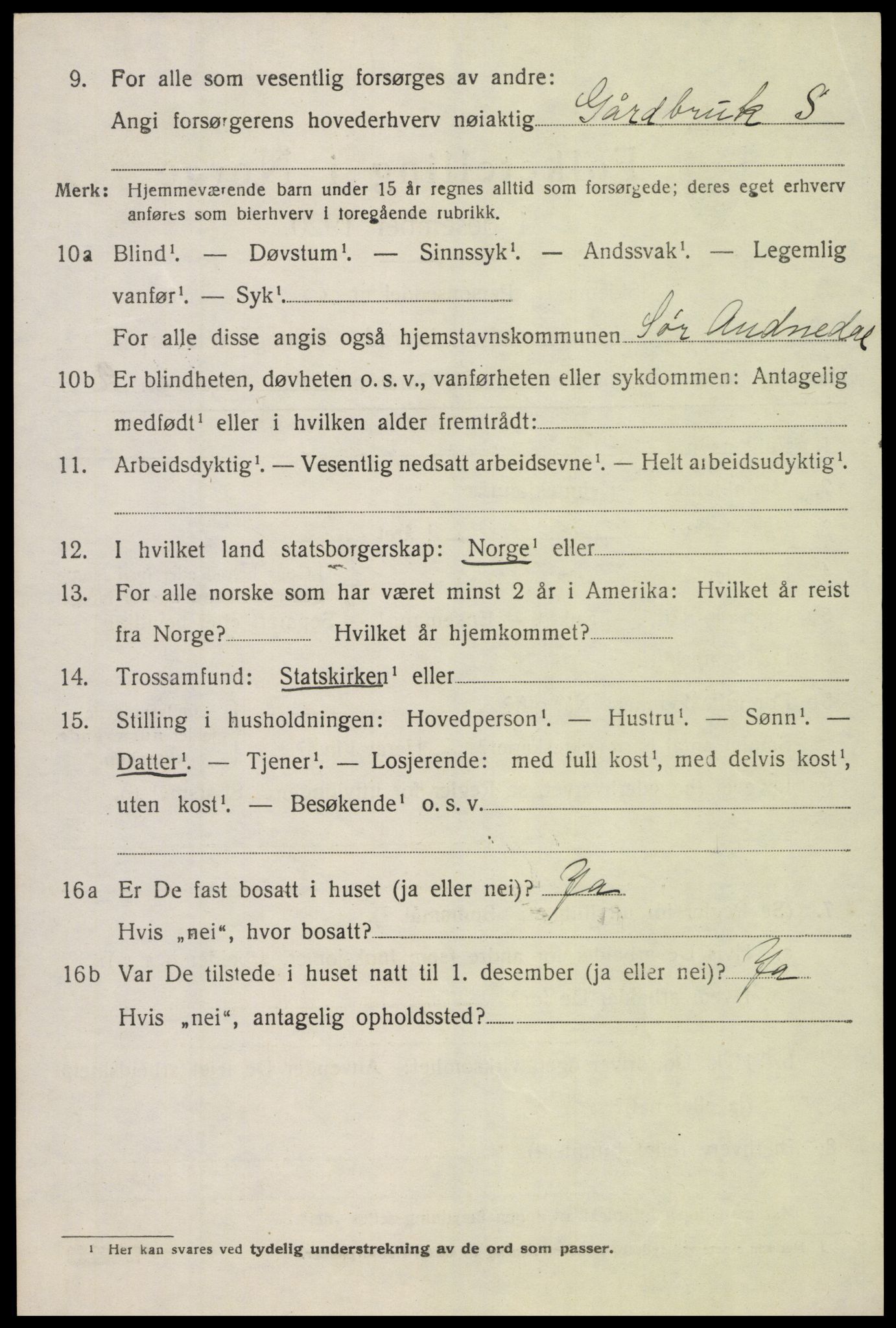 SAK, 1920 census for Sør-Audnedal, 1920, p. 2642