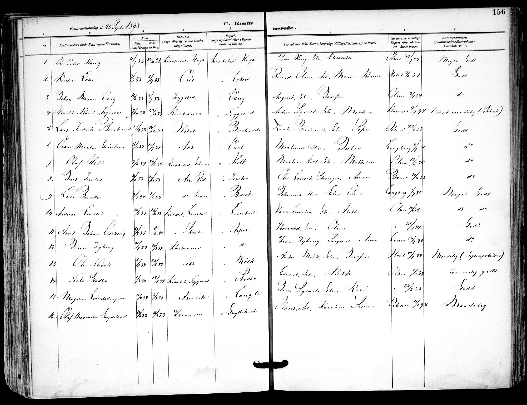 Kråkstad prestekontor Kirkebøker, SAO/A-10125a/F/Fa/L0010: Parish register (official) no. I 10, 1893-1931, p. 156