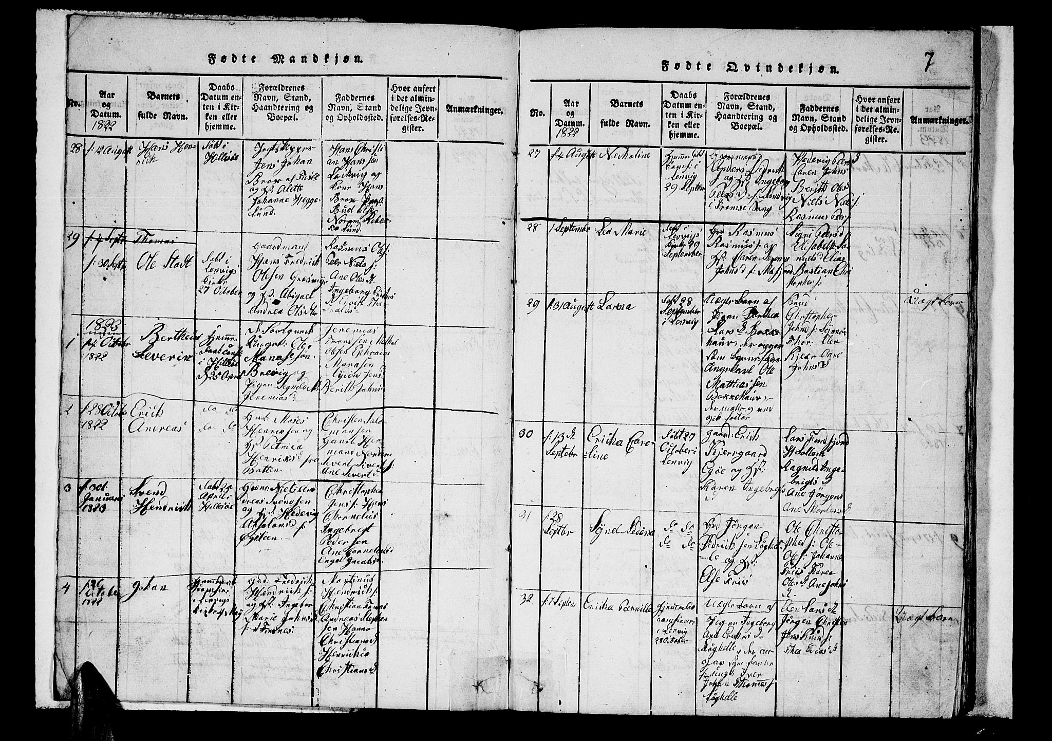 Lenvik sokneprestembete, SATØ/S-1310/H/Ha/Hab/L0001klokker: Parish register (copy) no. 1, 1822-1837, p. 7