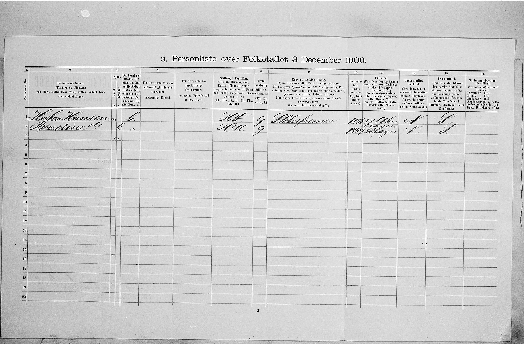 SAO, 1900 census for Kristiania, 1900, p. 59088