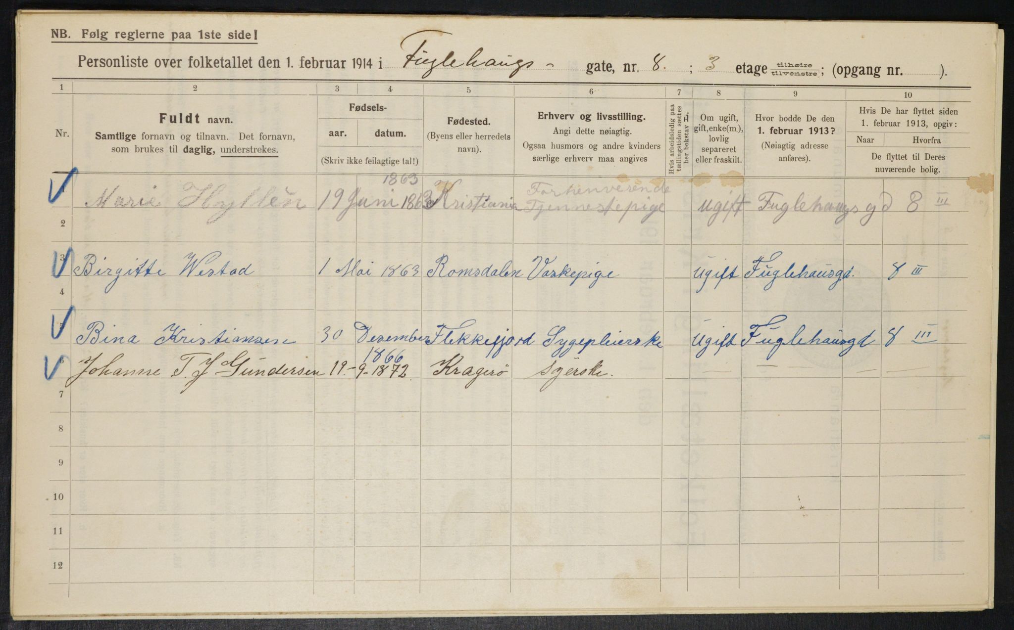 OBA, Municipal Census 1914 for Kristiania, 1914, p. 28568