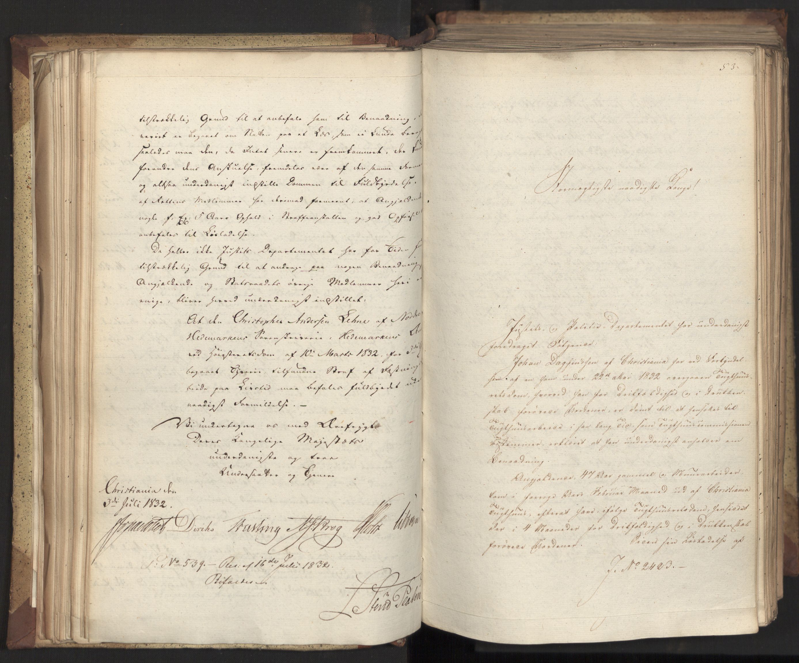 Statsrådsavdelingen i Stockholm, AV/RA-S-1003/D/Da/L0079: Regjeringsinnstillinger nr. 2400-2549, 1832, p. 95