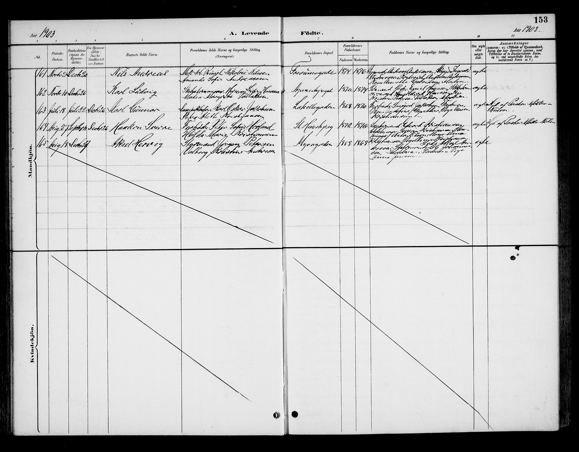 Fredrikstad domkirkes prestekontor Kirkebøker, AV/SAO-A-10906/G/Ga/L0002: Parish register (copy) no. 2, 1894-1918, p. 153