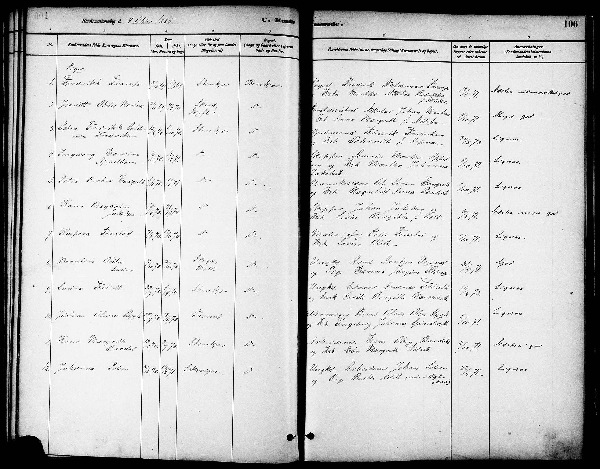 Ministerialprotokoller, klokkerbøker og fødselsregistre - Nord-Trøndelag, SAT/A-1458/739/L0371: Parish register (official) no. 739A03, 1881-1895, p. 106