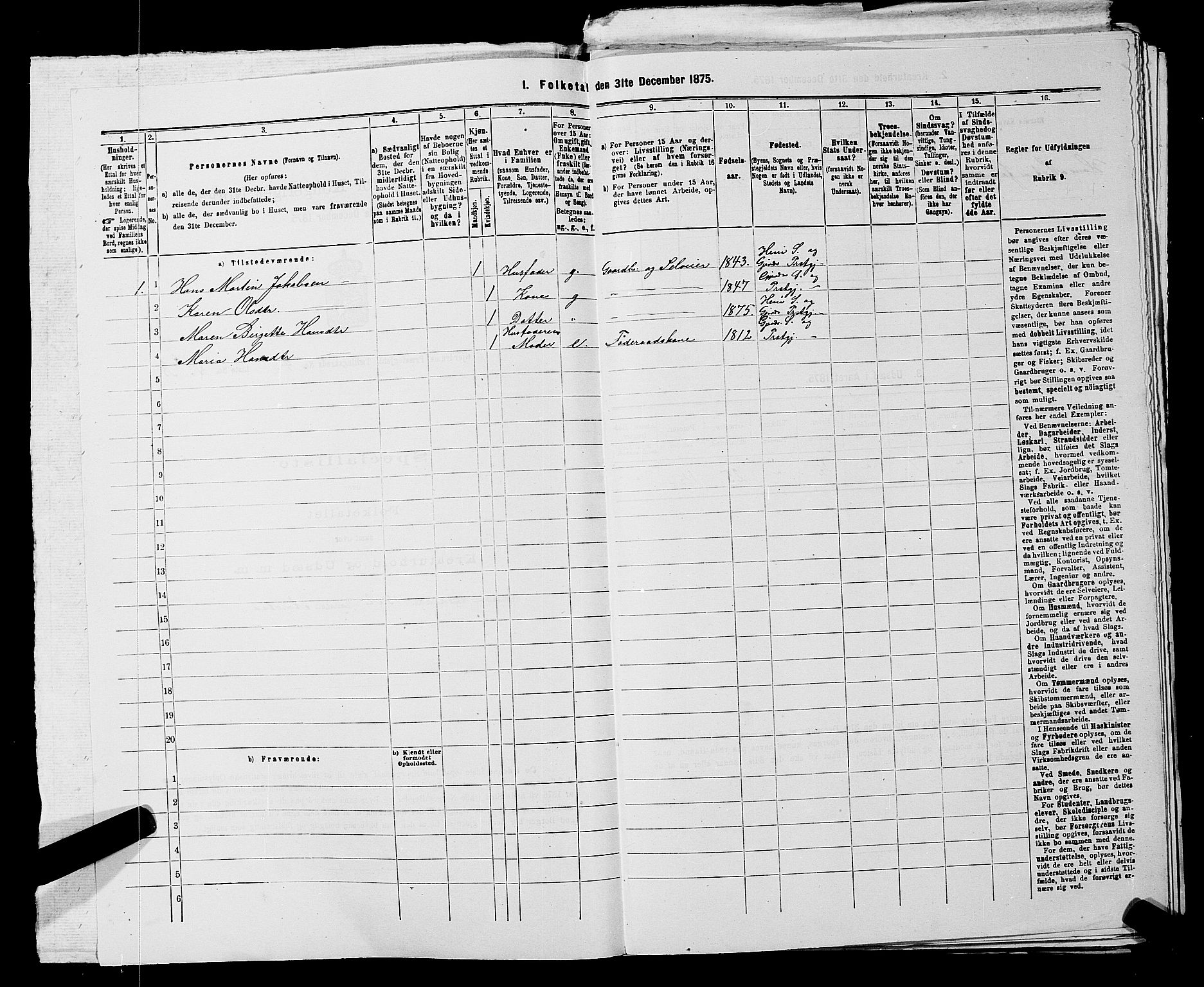 RA, 1875 census for 0234P Gjerdrum, 1875, p. 622