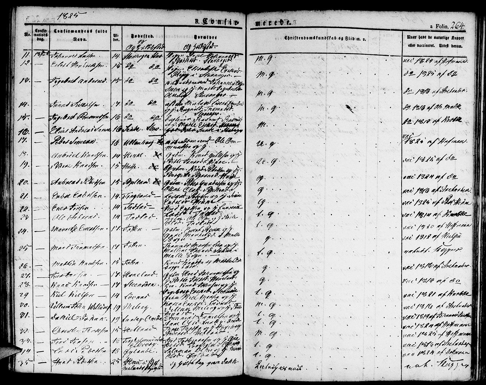 Domkirken sokneprestkontor, SAST/A-101812/001/30/30BA/L0009: Parish register (official) no. A 9, 1821-1832, p. 264