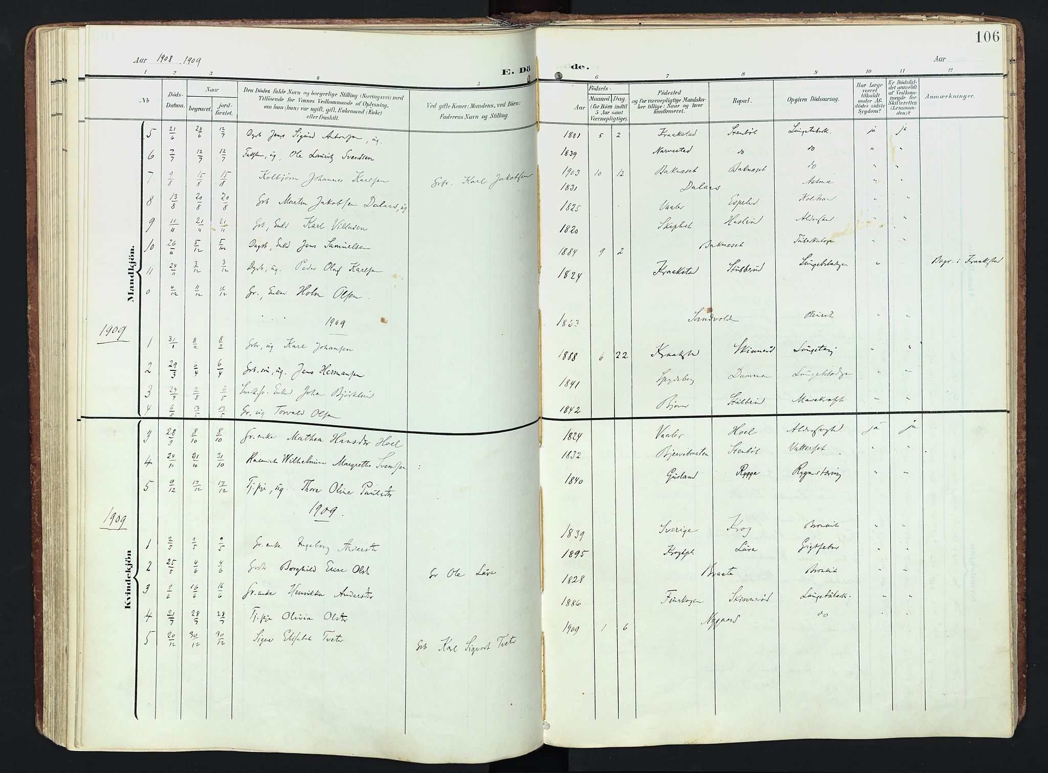 Hobøl prestekontor Kirkebøker, AV/SAO-A-2002/F/Fa/L0006: Parish register (official) no. I 6, 1905-1927, p. 106