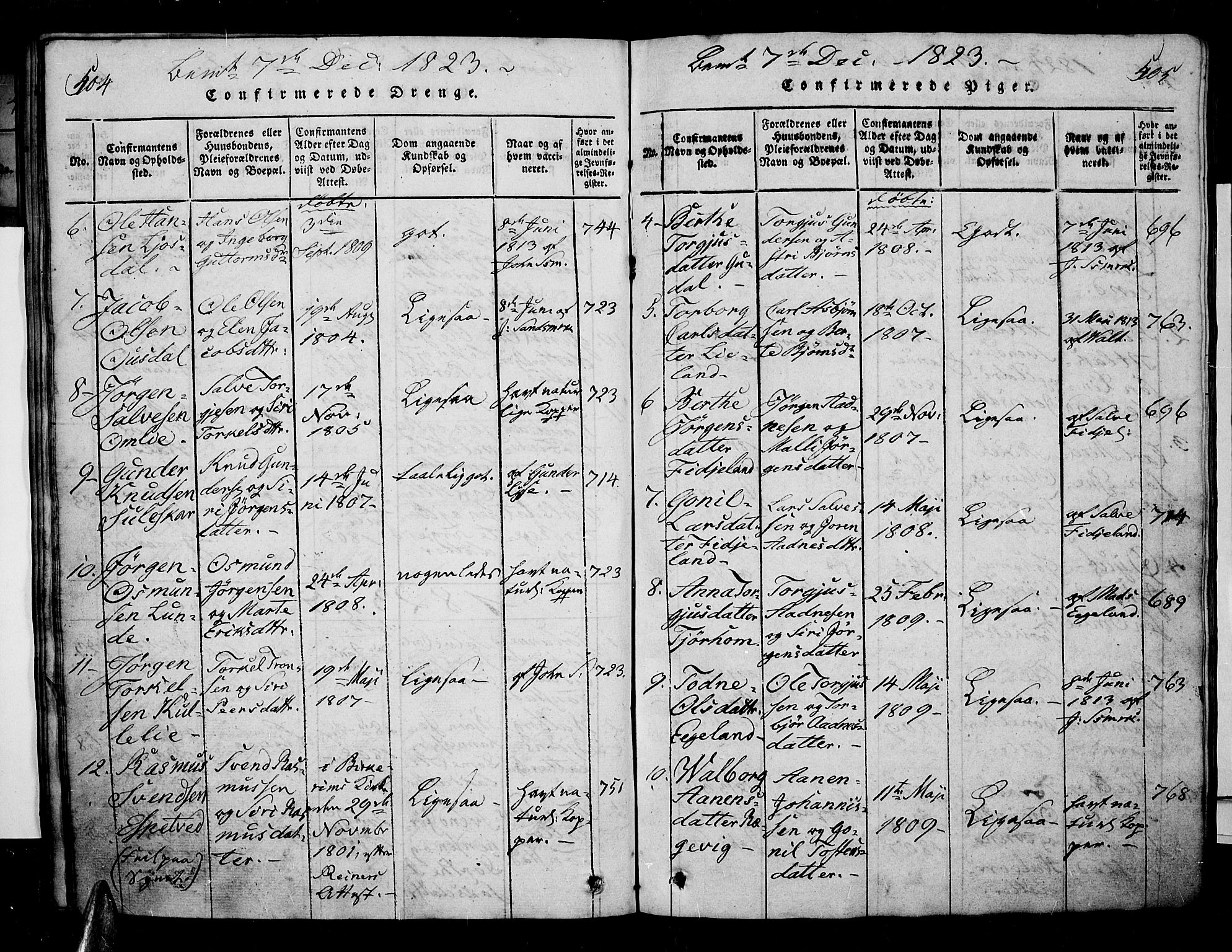 Sirdal sokneprestkontor, SAK/1111-0036/F/Fa/Fab/L0001: Parish register (official) no. A 1, 1815-1834, p. 504-505