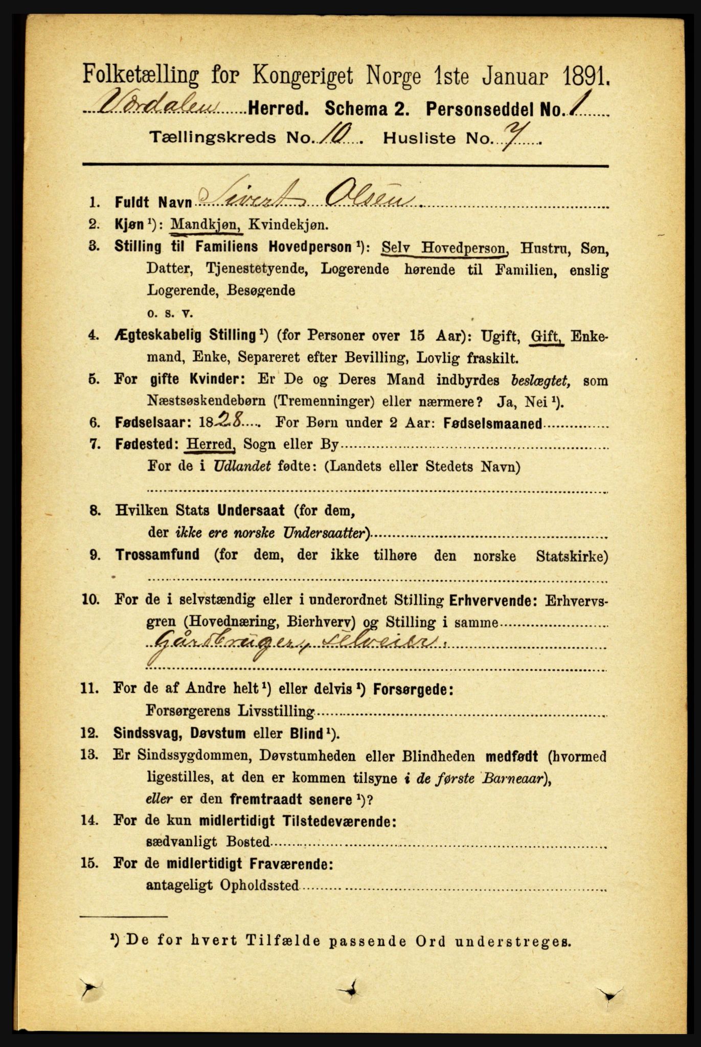 RA, 1891 census for 1721 Verdal, 1891, p. 5615