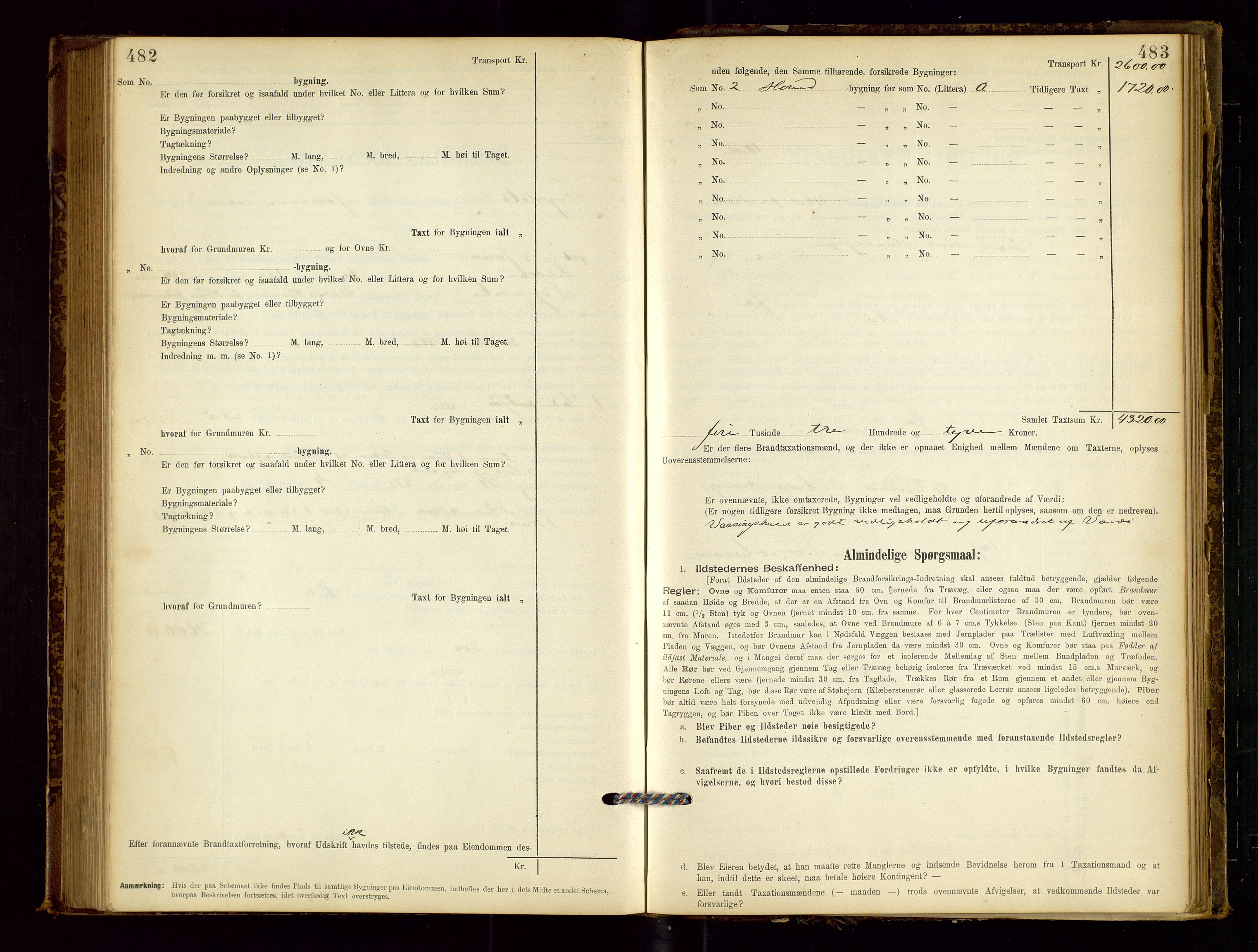 Sokndal lensmannskontor, SAST/A-100417/Gob/L0001: "Brandtaxt-Protokol", 1895-1902, p. 482-483