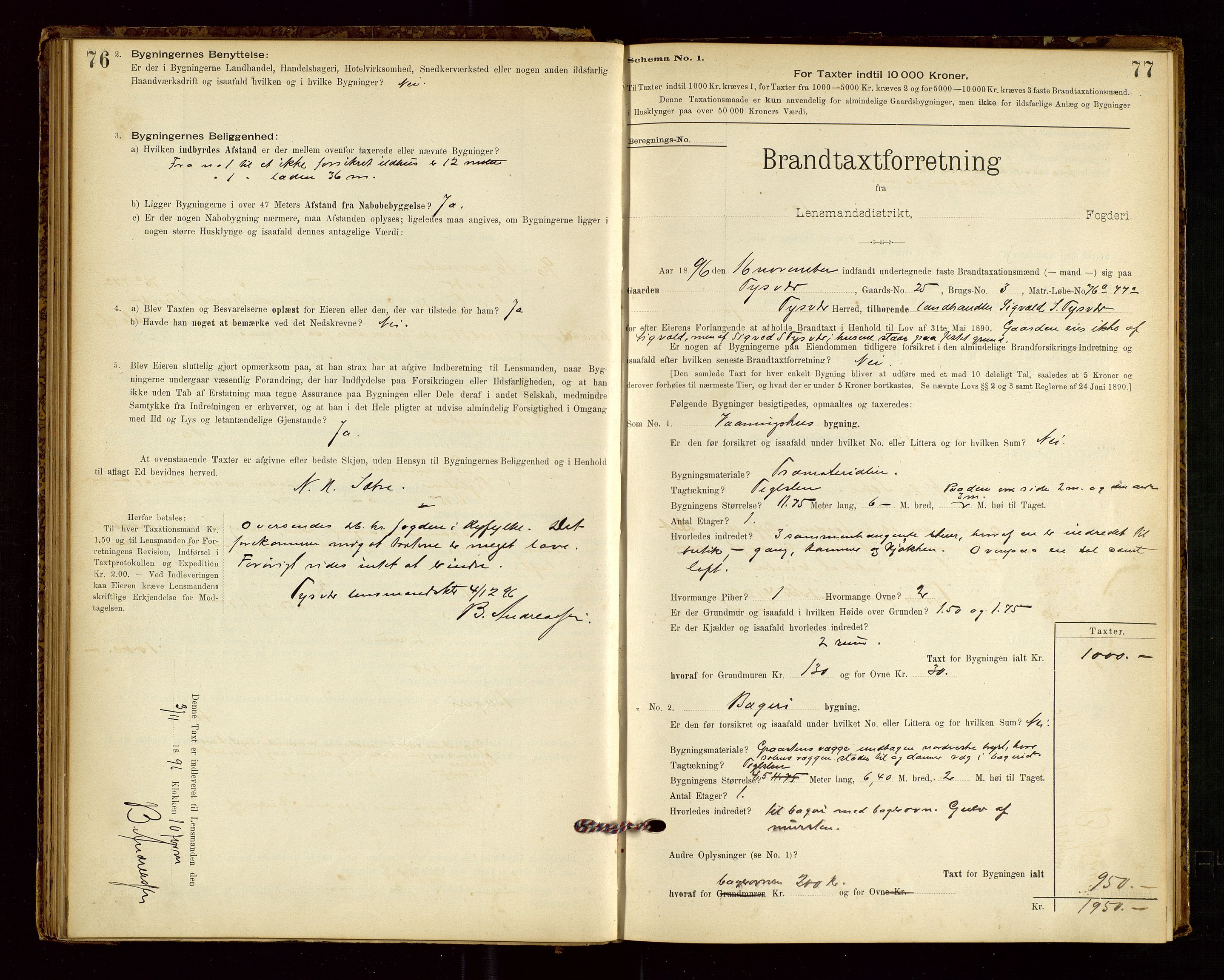 Tysvær lensmannskontor, AV/SAST-A-100192/Gob/L0001: "Brandtaxationsprotokol for Tysvær Lensmandsdistrikt Ryfylke Fogderi", 1894-1916, p. 76-77