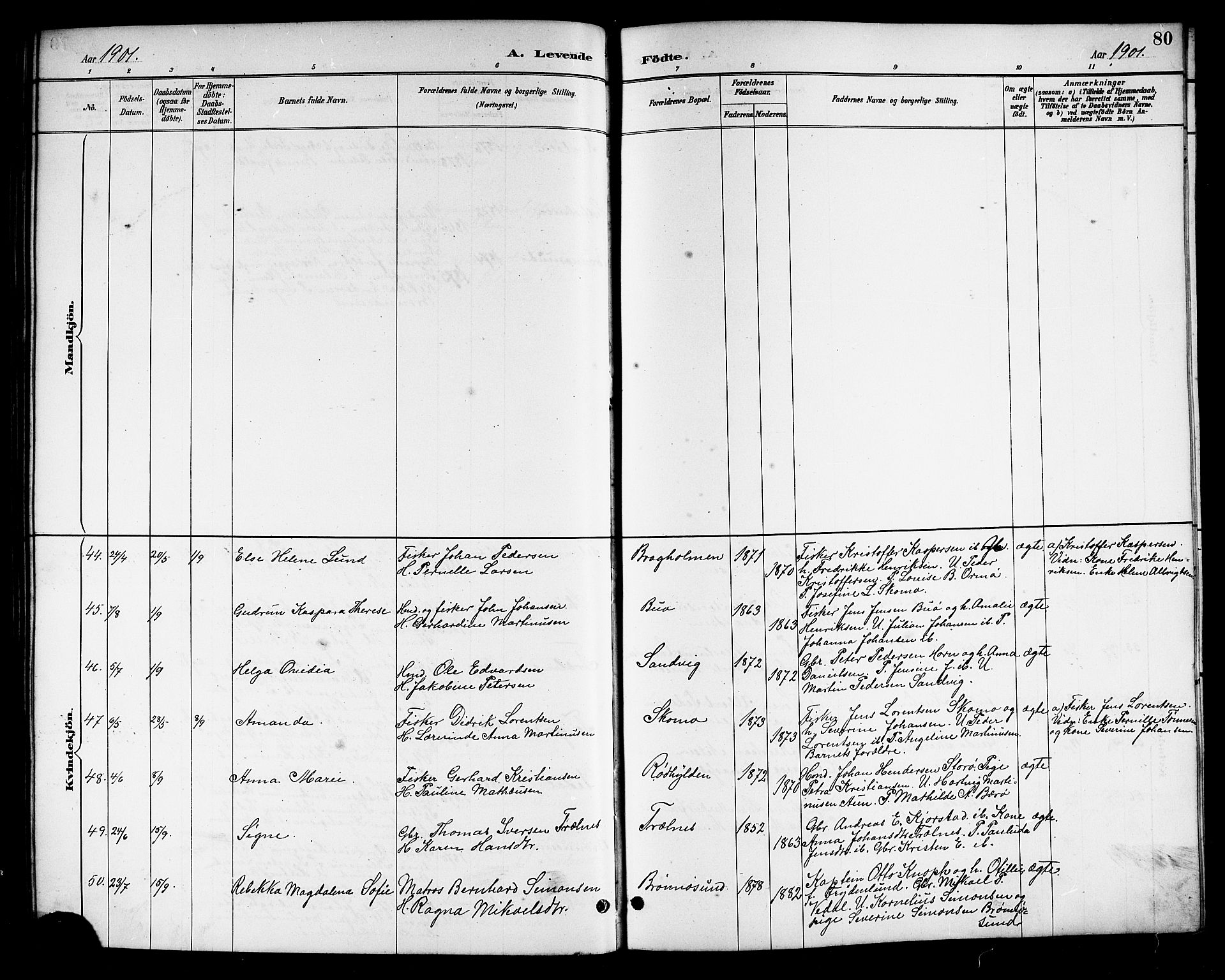 Ministerialprotokoller, klokkerbøker og fødselsregistre - Nordland, AV/SAT-A-1459/813/L0213: Parish register (copy) no. 813C05, 1887-1903, p. 80