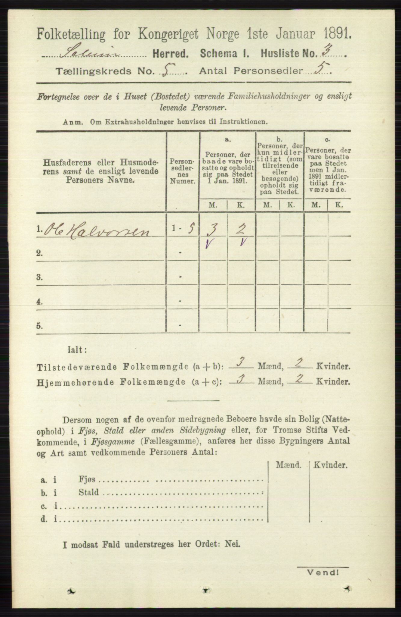 RA, 1891 census for 0818 Solum, 1891, p. 800