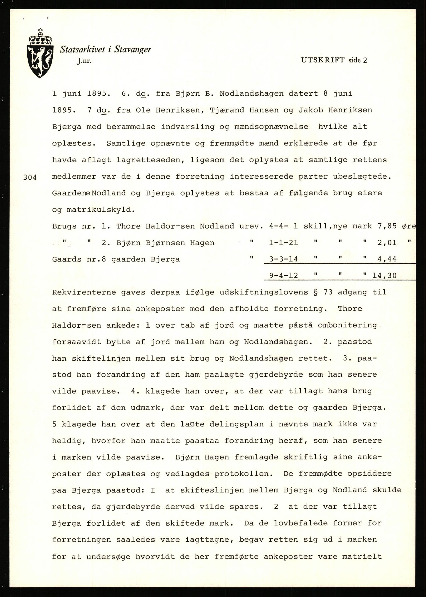 Statsarkivet i Stavanger, AV/SAST-A-101971/03/Y/Yj/L0007: Avskrifter sortert etter gårdsnavn: Berekvam - Birkeland, 1750-1930, p. 217