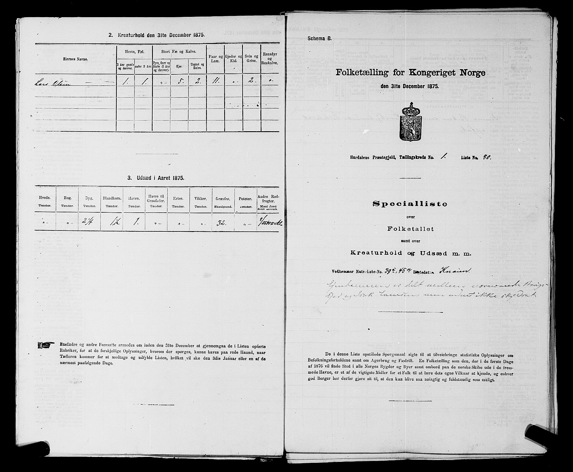 RA, 1875 census for 0239P Hurdal, 1875, p. 49