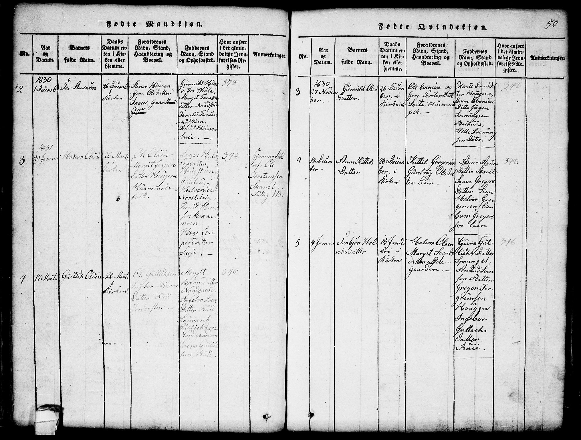 Seljord kirkebøker, SAKO/A-20/G/Gb/L0002: Parish register (copy) no. II 2, 1815-1854, p. 50