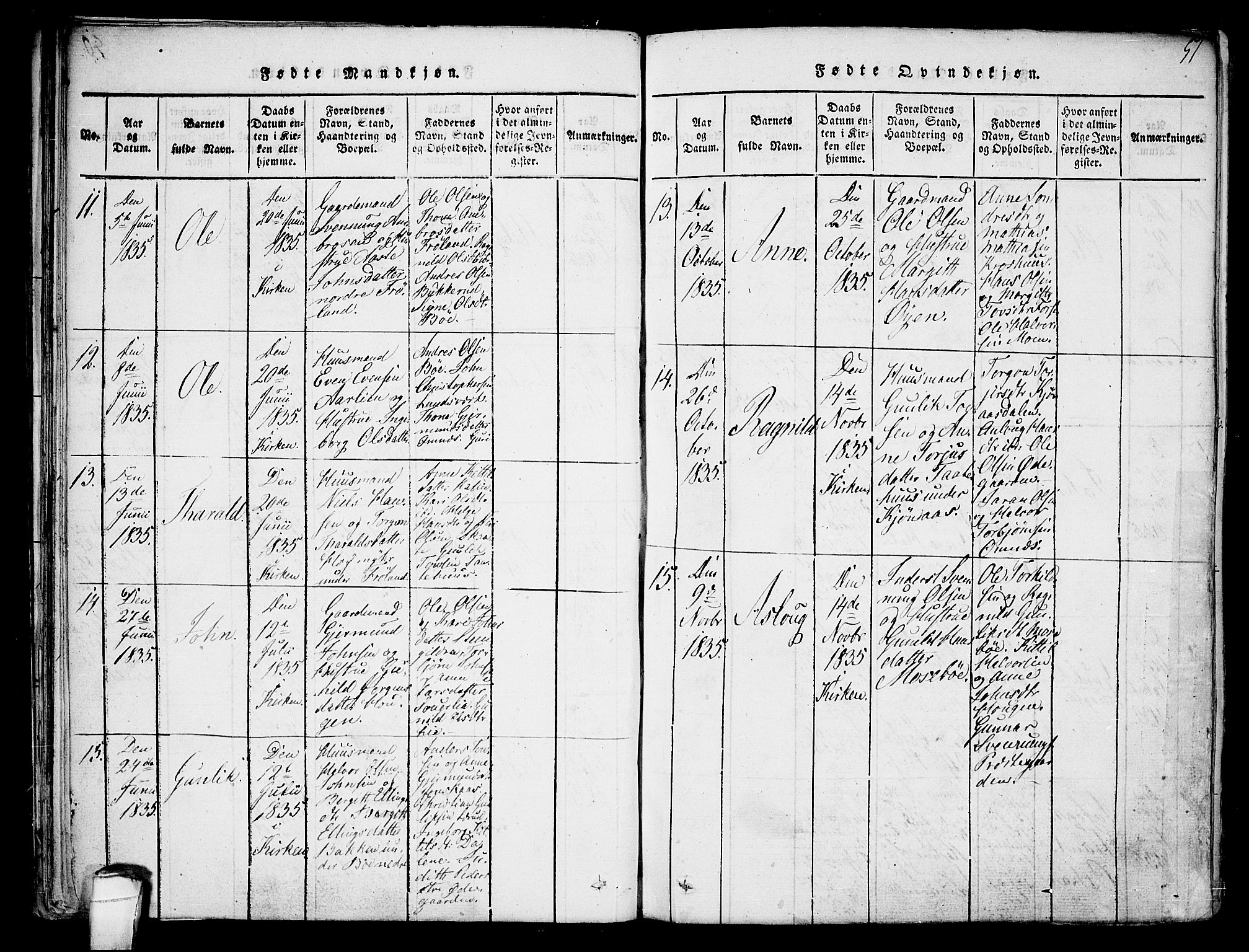 Hjartdal kirkebøker, SAKO/A-270/F/Fb/L0001: Parish register (official) no. II 1, 1815-1843, p. 51