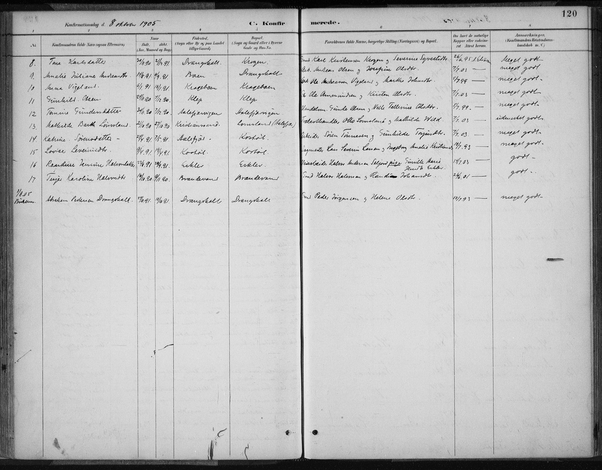 Tveit sokneprestkontor, AV/SAK-1111-0043/F/Fa/L0007: Parish register (official) no. A 7, 1887-1908, p. 120