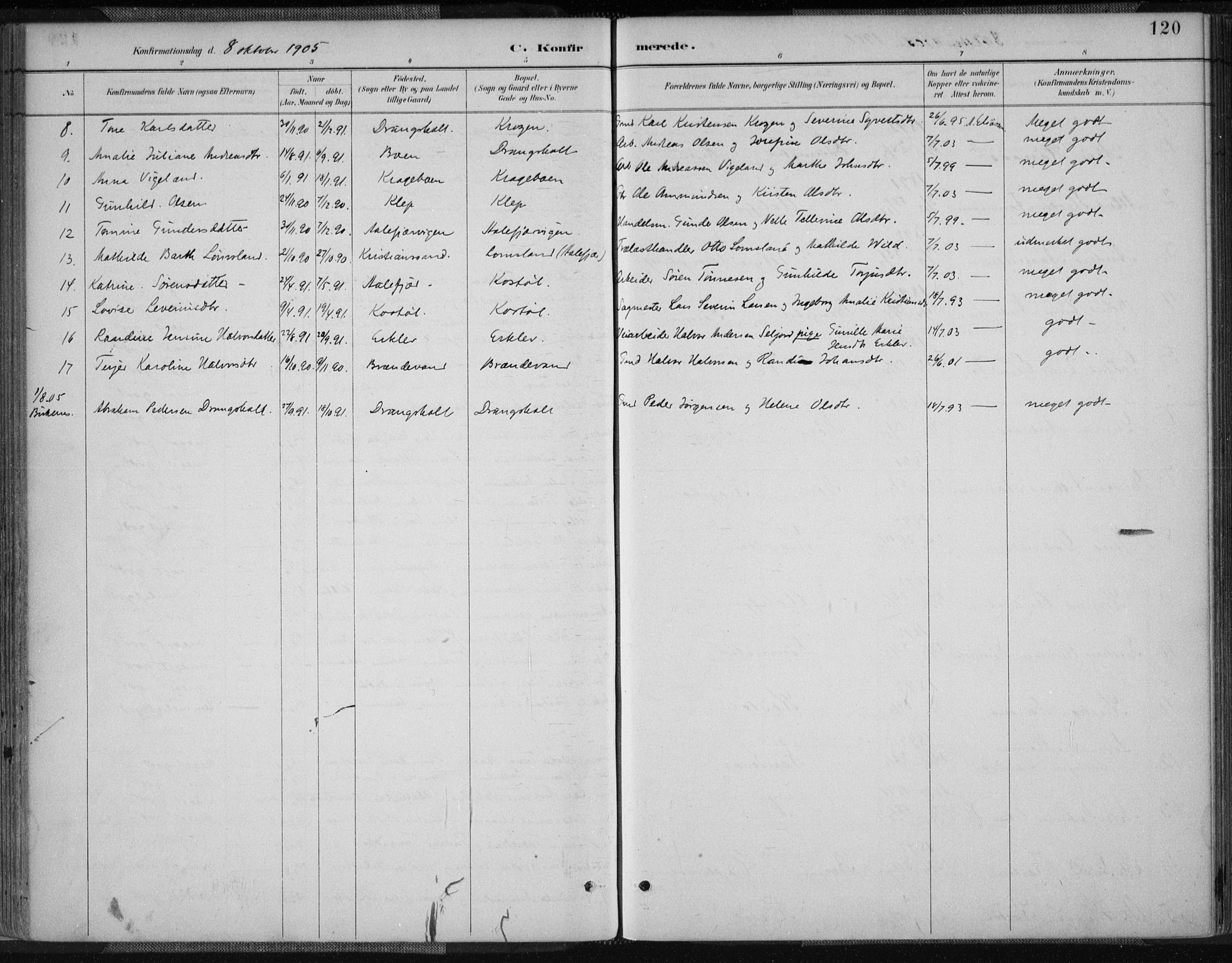 Tveit sokneprestkontor, SAK/1111-0043/F/Fa/L0007: Parish register (official) no. A 7, 1887-1908, p. 120