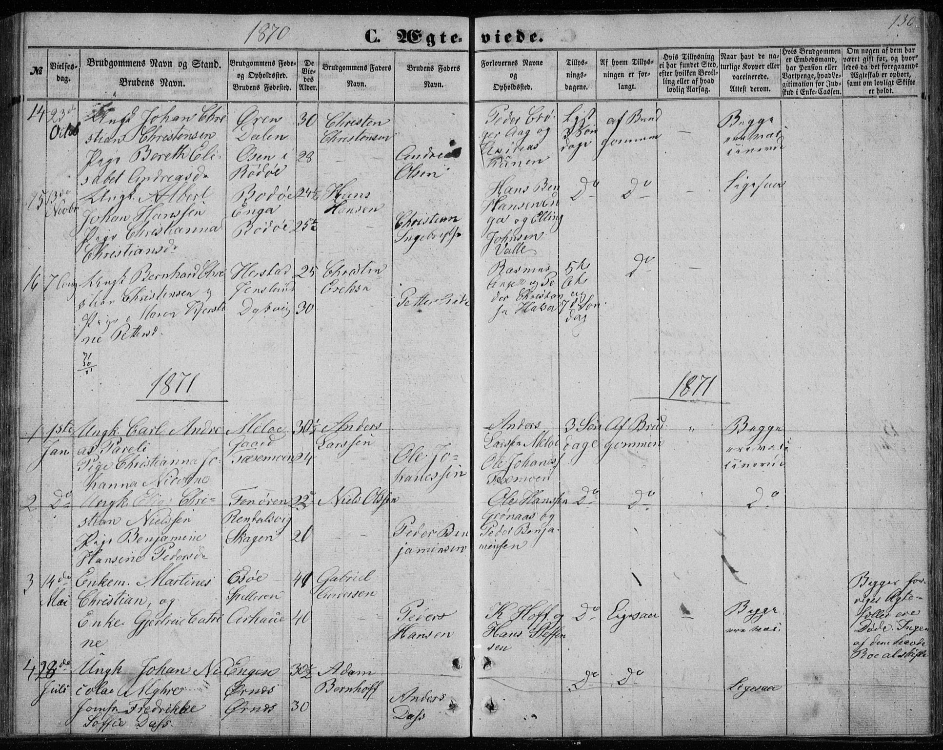 Ministerialprotokoller, klokkerbøker og fødselsregistre - Nordland, SAT/A-1459/843/L0633: Parish register (copy) no. 843C02, 1853-1873, p. 136