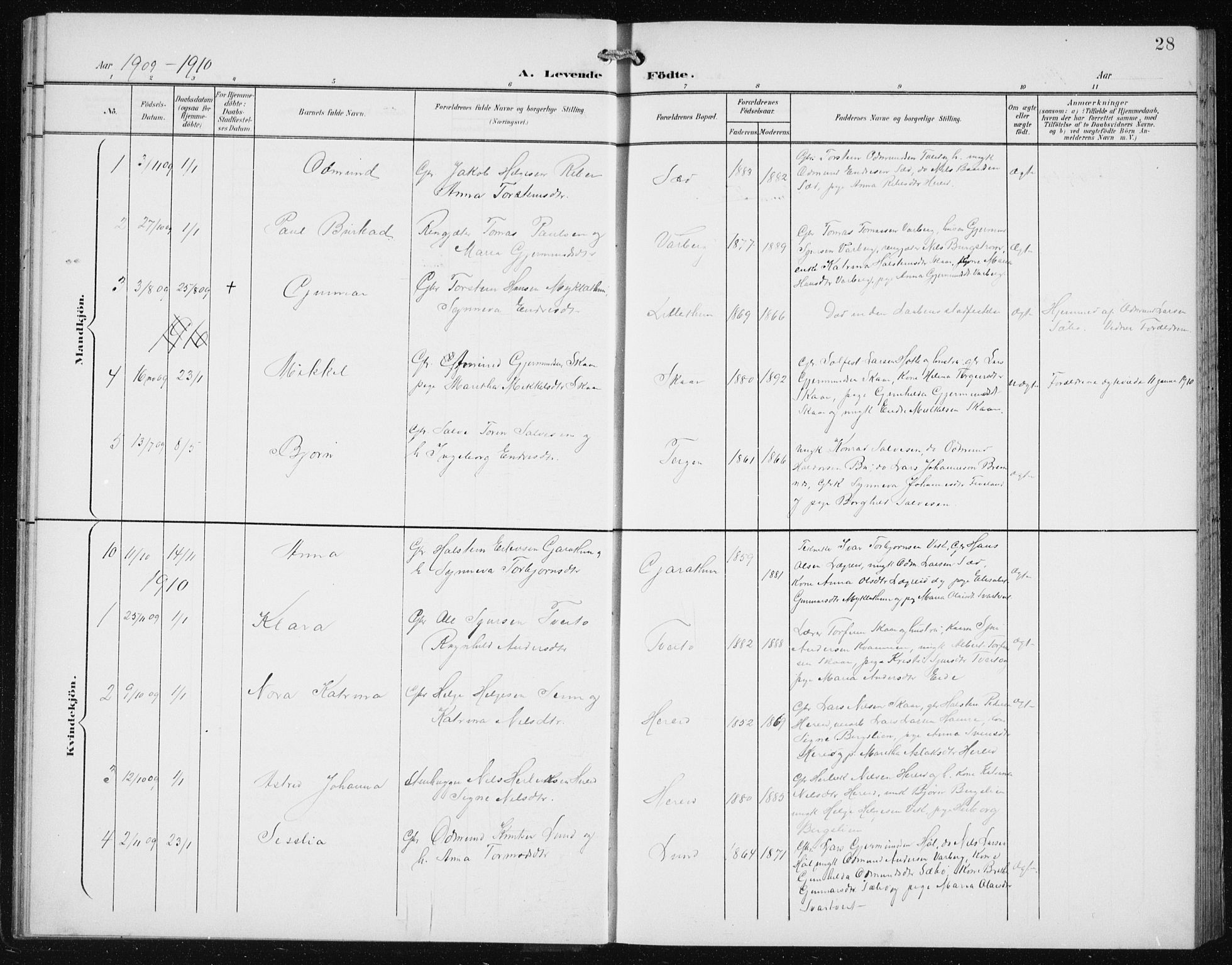 Ullensvang sokneprestembete, SAB/A-78701/H/Hab: Parish register (copy) no. C  3, 1899-1932, p. 28