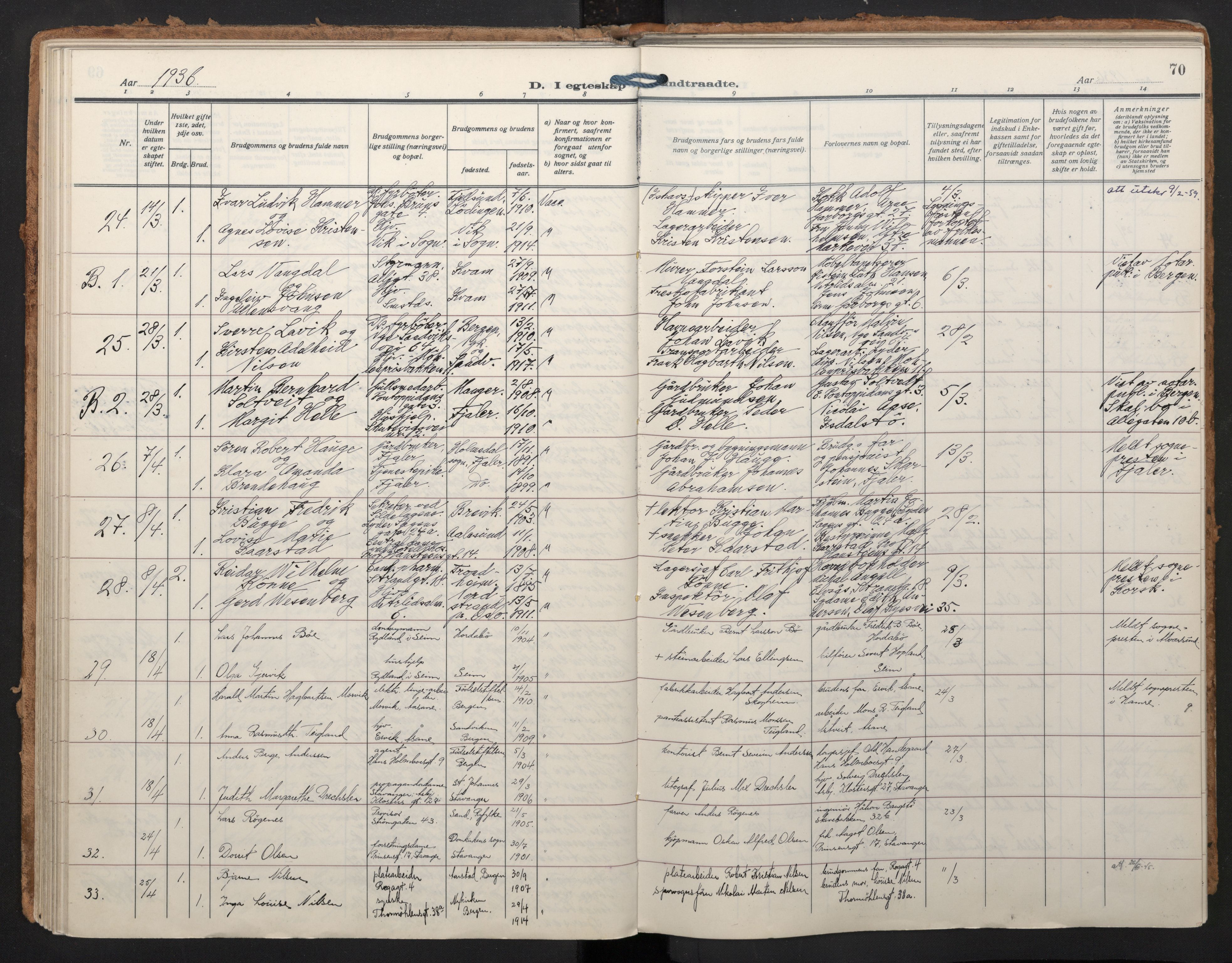 Johanneskirken sokneprestembete, SAB/A-76001/H/Haa/L0014: Parish register (official) no. D 3, 1929-1949, p. 69b-70a