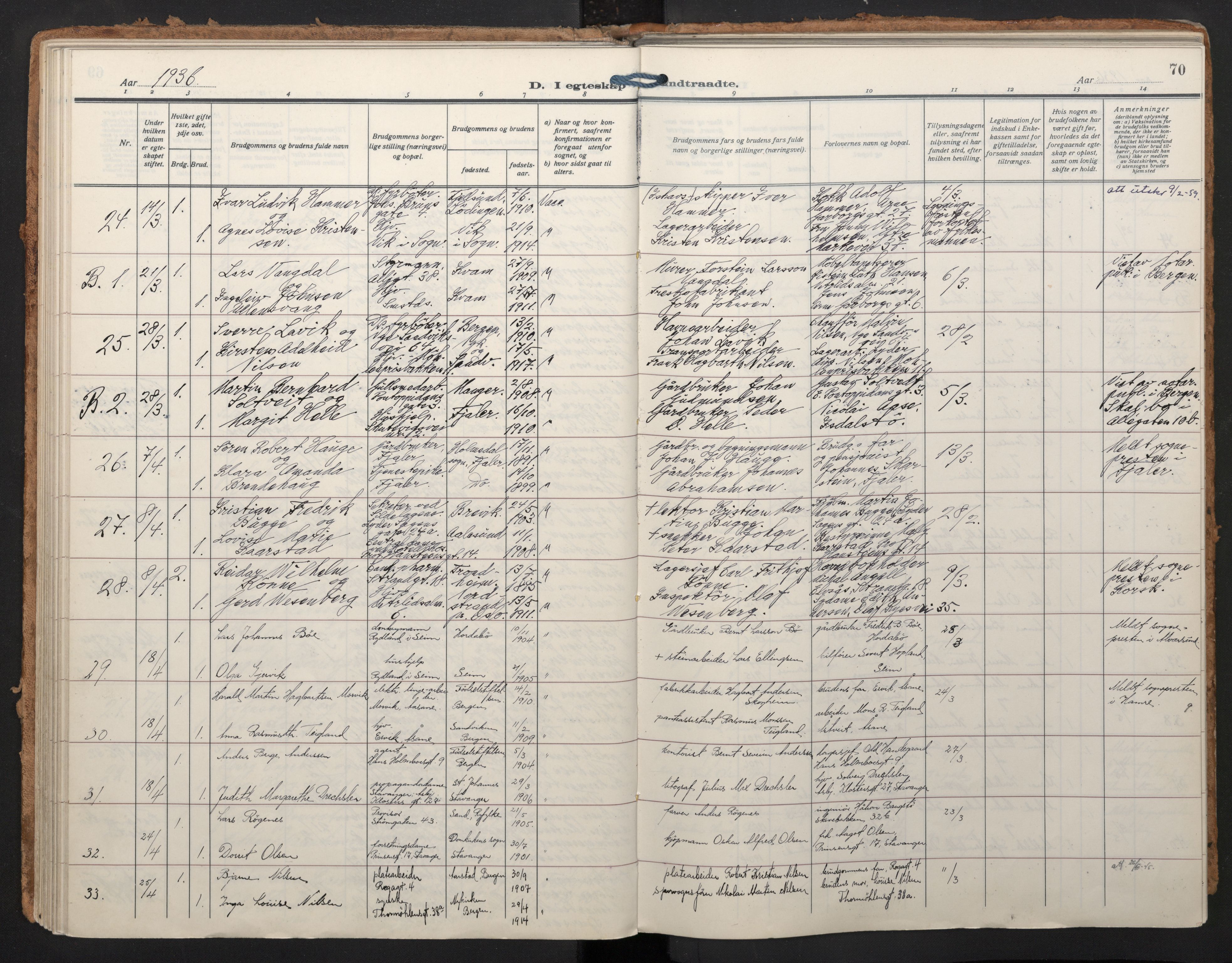 Johanneskirken sokneprestembete, AV/SAB-A-76001/H/Haa/L0014: Parish register (official) no. D 3, 1929-1949, p. 69b-70a