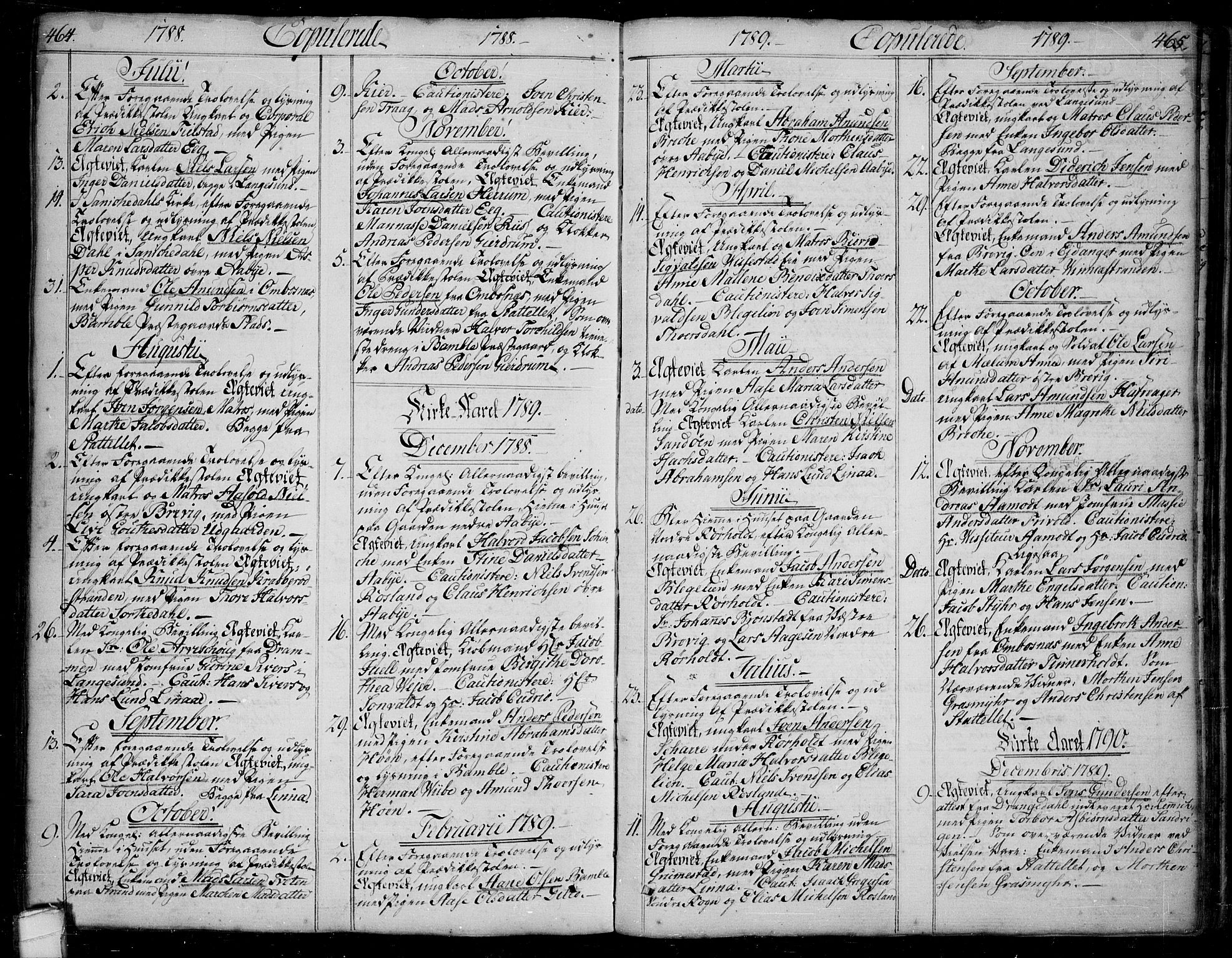 Bamble kirkebøker, SAKO/A-253/F/Fa/L0002: Parish register (official) no. I 2, 1775-1814, p. 464-465