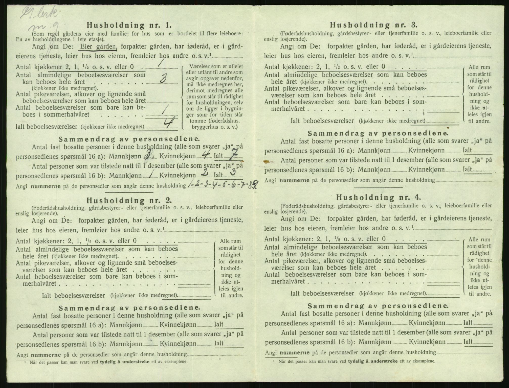 SAK, 1920 census for Mykland, 1920, p. 261