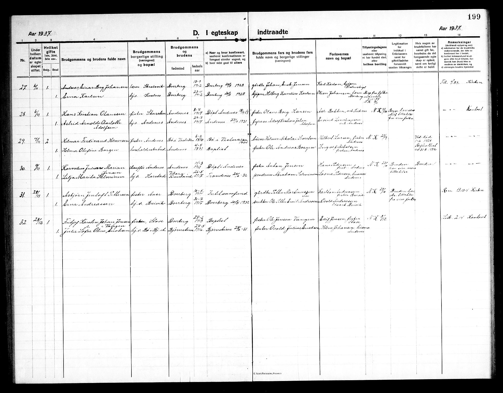 Ministerialprotokoller, klokkerbøker og fødselsregistre - Nordland, AV/SAT-A-1459/897/L1415: Parish register (copy) no. 897C05, 1916-1945, p. 199