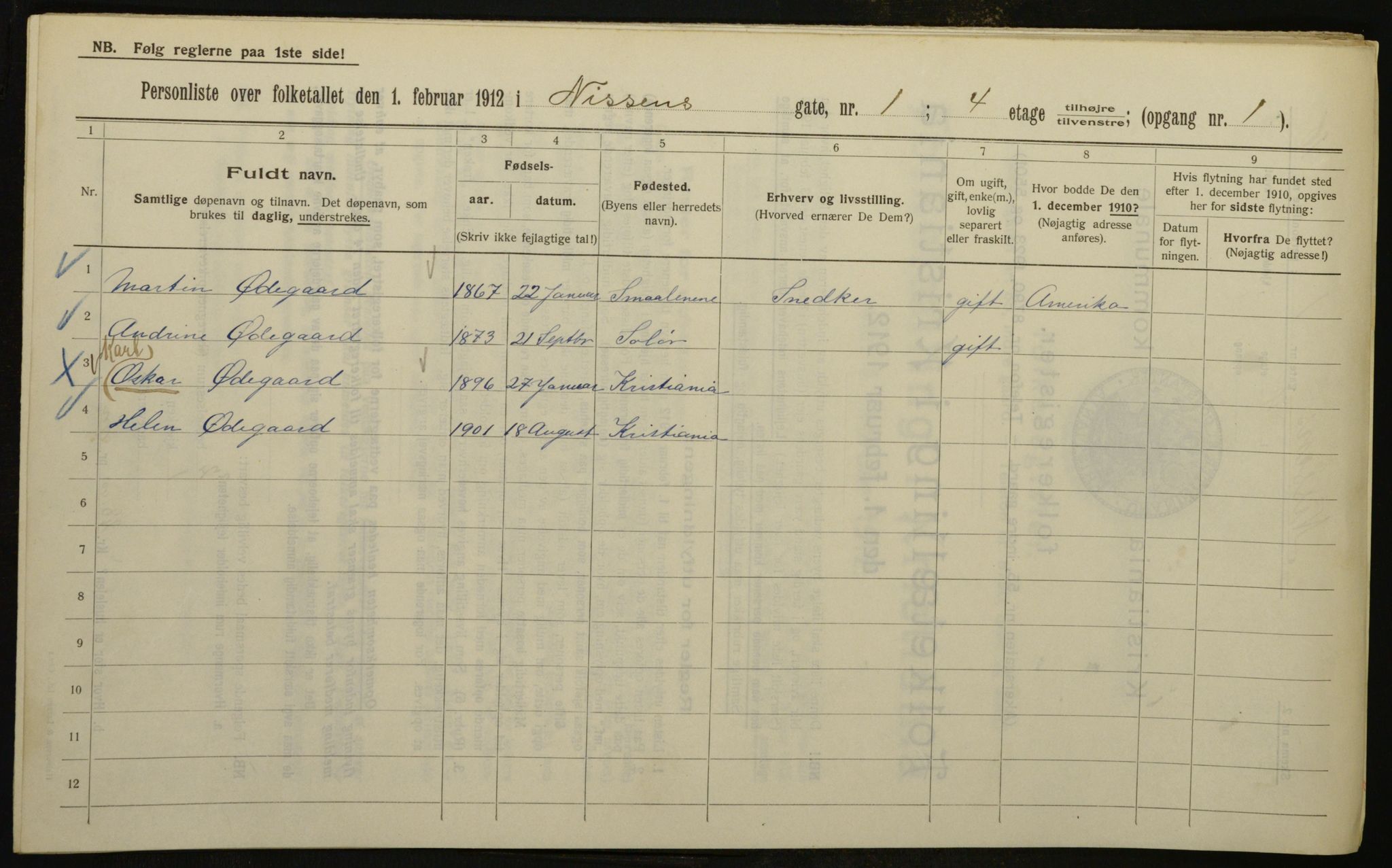 OBA, Municipal Census 1912 for Kristiania, 1912, p. 71725