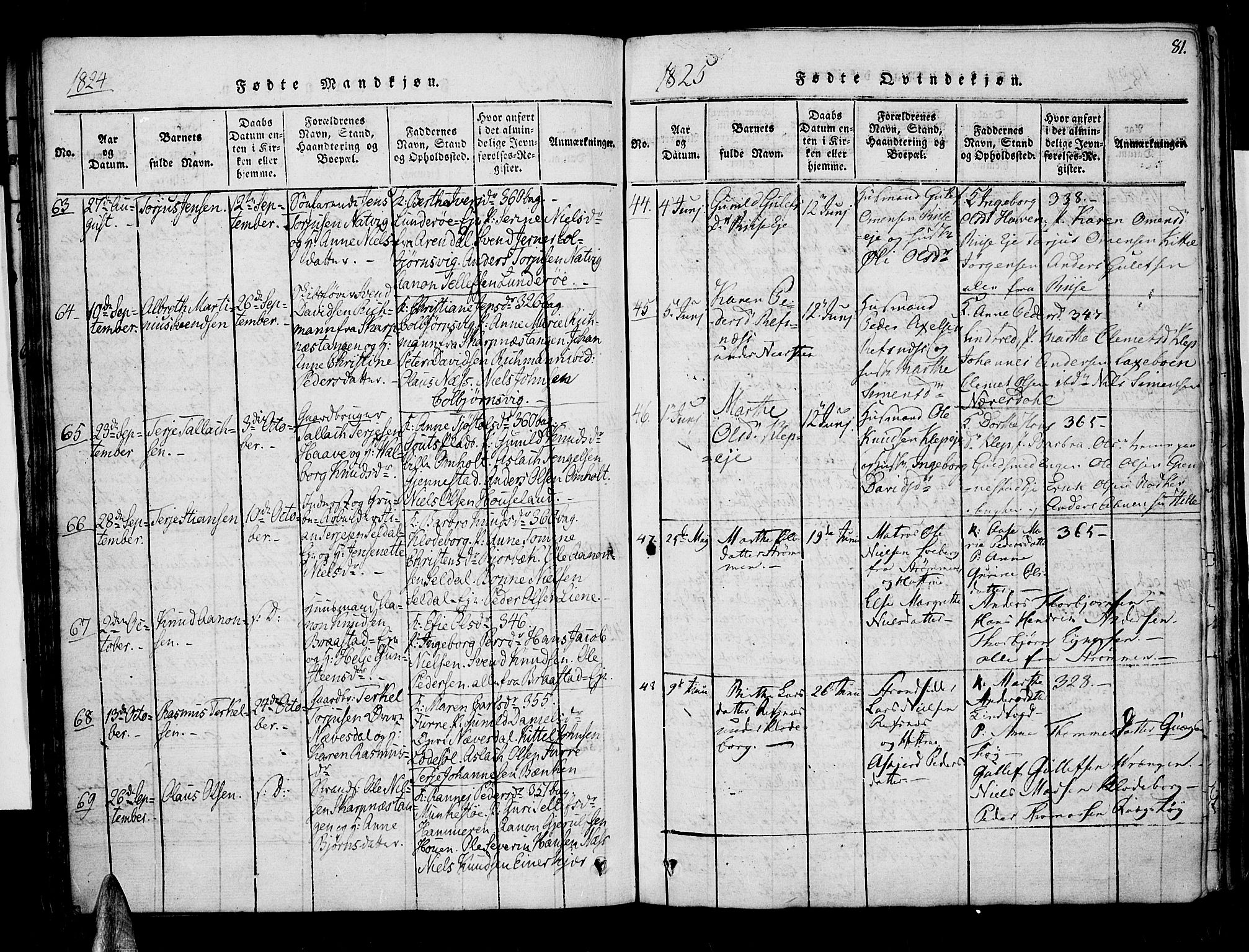 Øyestad sokneprestkontor, AV/SAK-1111-0049/F/Fa/L0012: Parish register (official) no. A 12, 1816-1827, p. 81