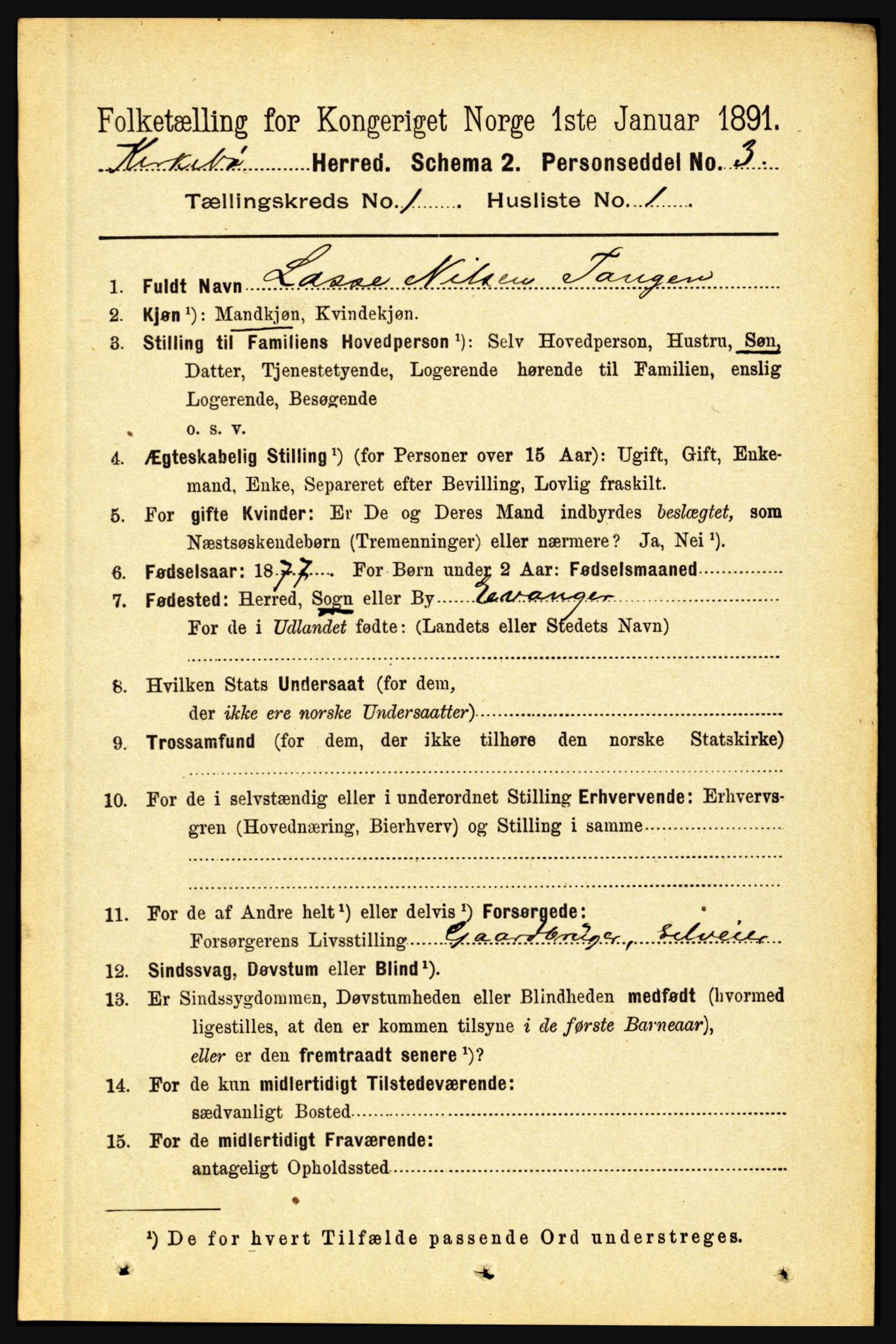 RA, 1891 census for 1416 Kyrkjebø, 1891, p. 57