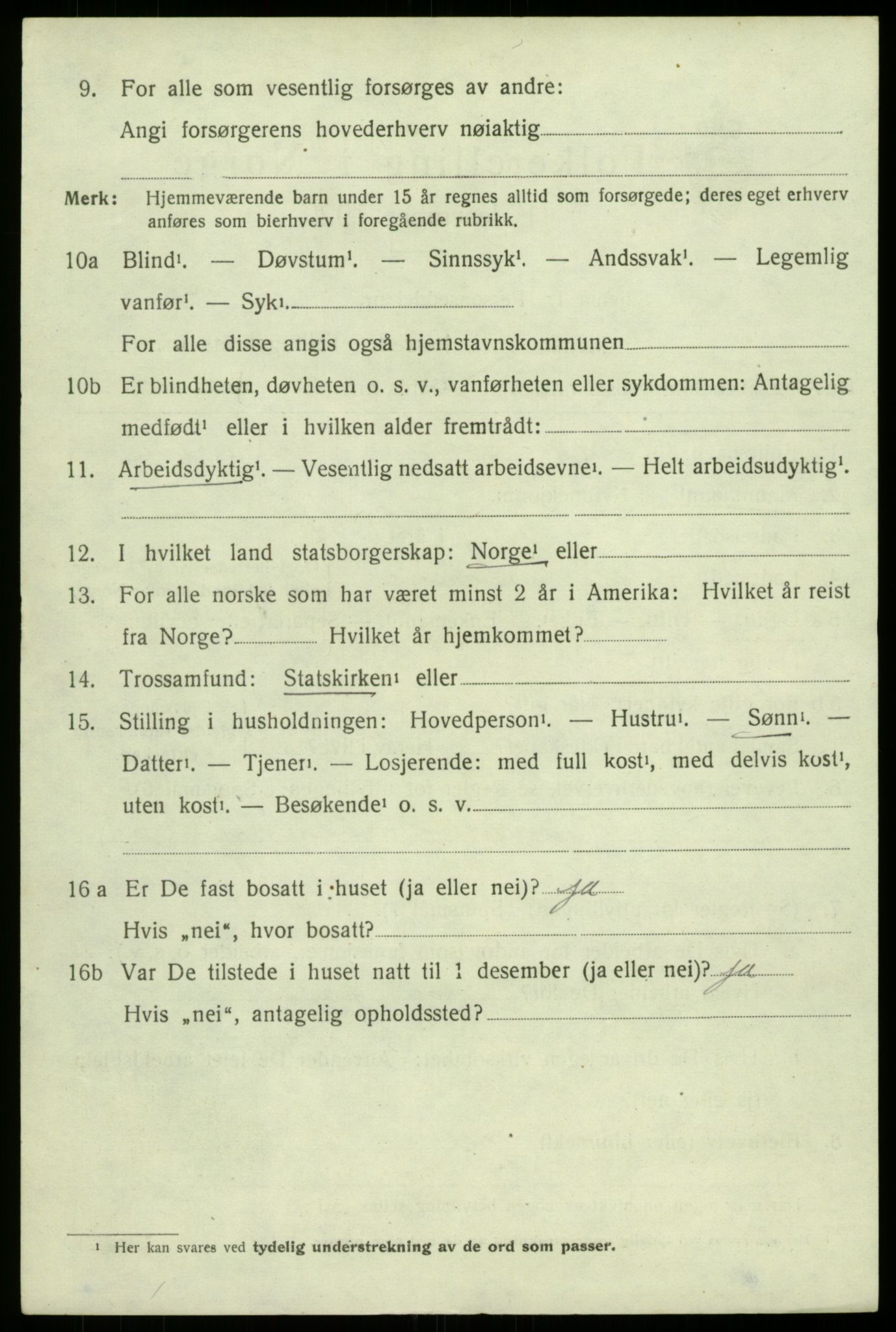 SAB, 1920 census for Ullensvang, 1920, p. 2363