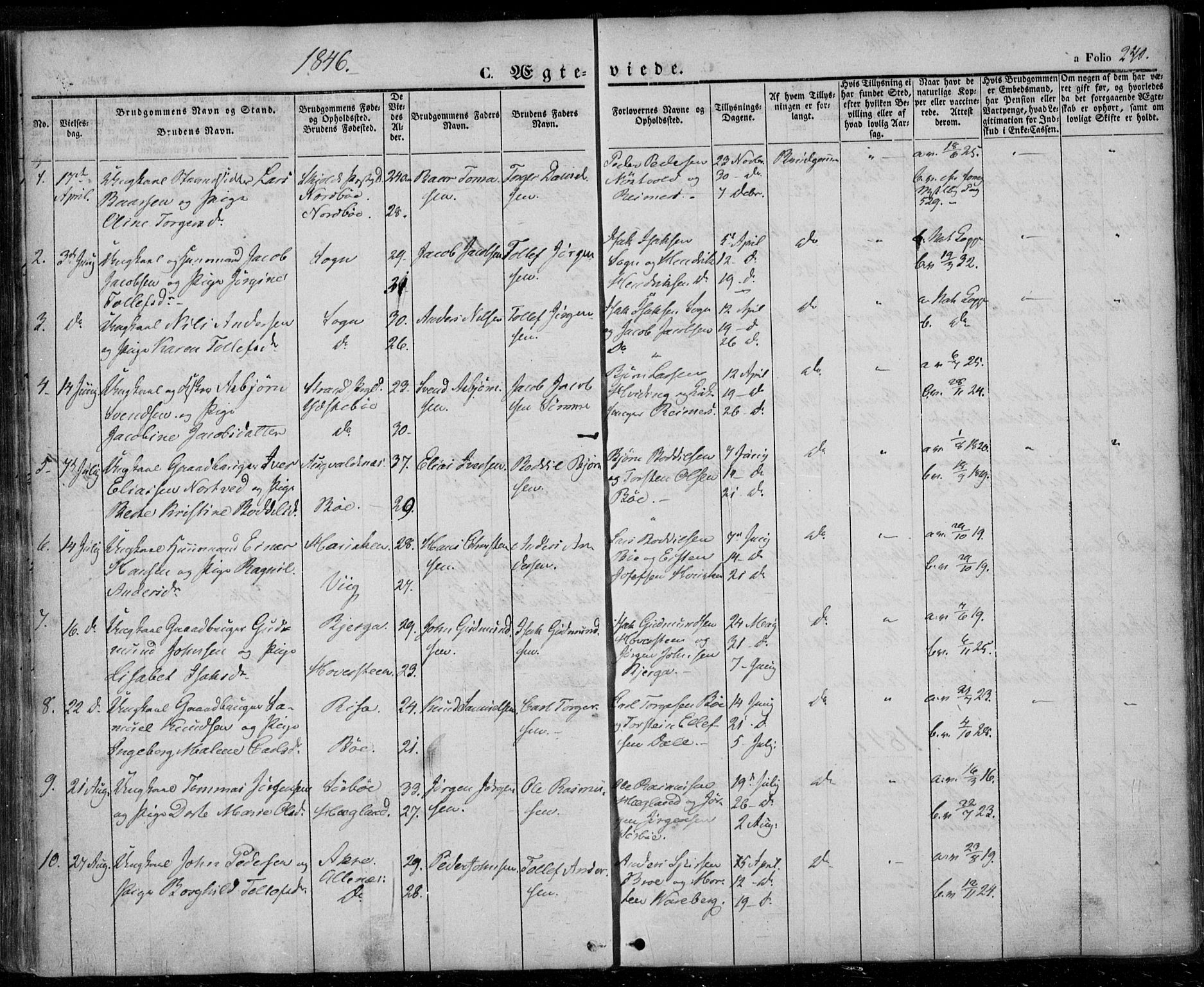 Rennesøy sokneprestkontor, SAST/A -101827/H/Ha/Haa/L0005: Parish register (official) no. A 5, 1838-1859, p. 240